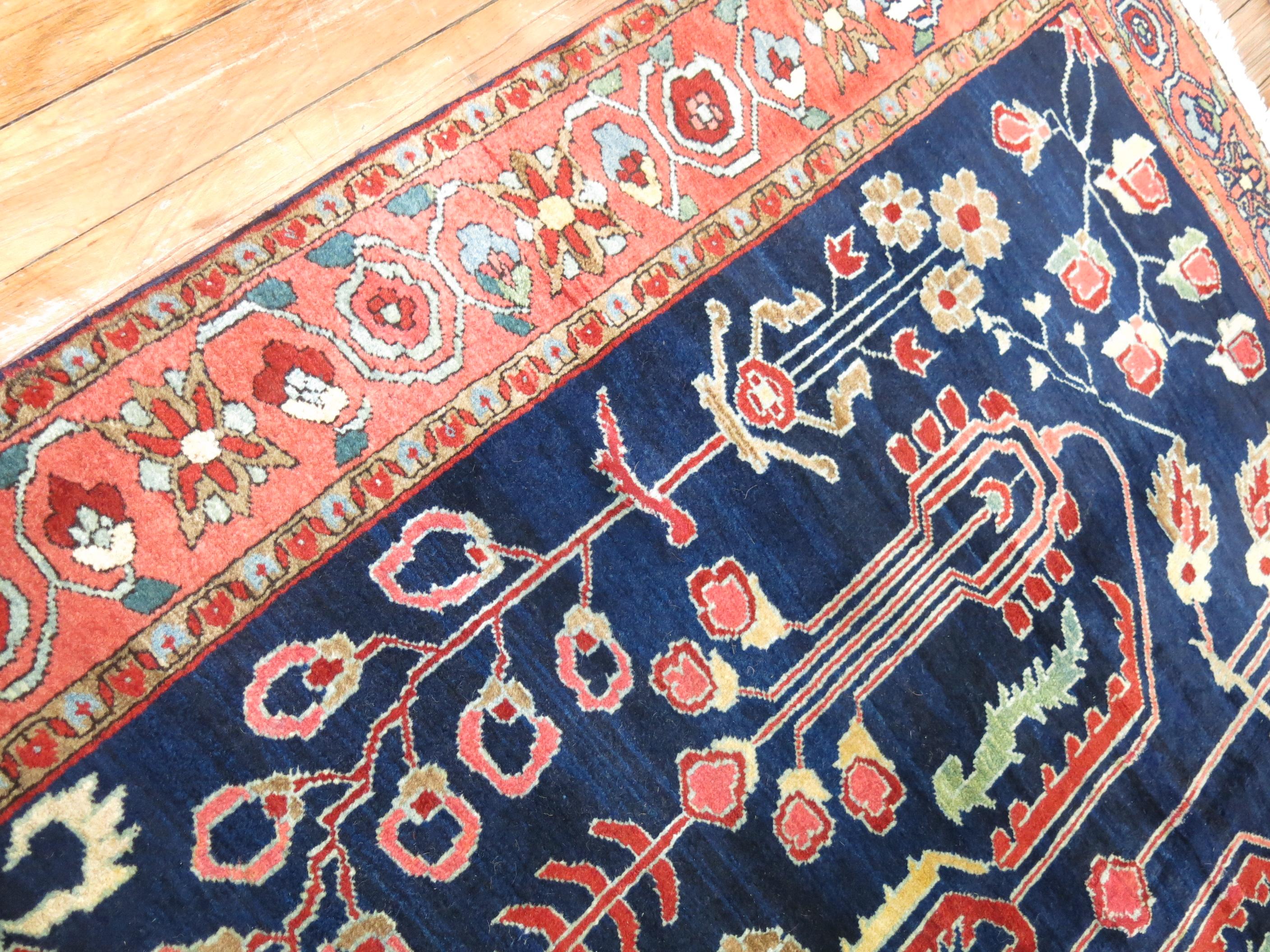 Captivating Navy Blue Persian Sarouk Rug For Sale at 1stDibs
