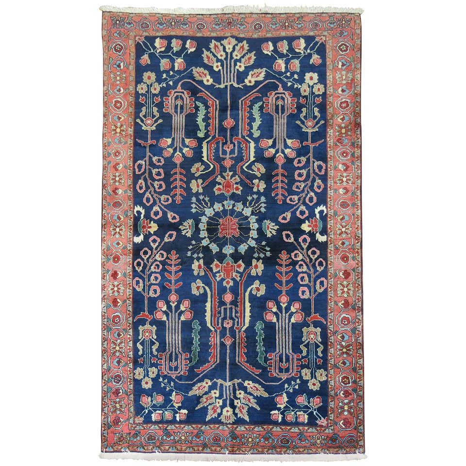 Navy Blue Antique Persian Sarouk Rug For Sale at 1stDibs | blue persian ...