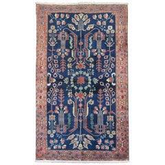 Antique Captivating Navy Blue Persian Sarouk Rug