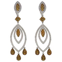 Captivating Orange Sapphire and Diamond Earrings By Chatila