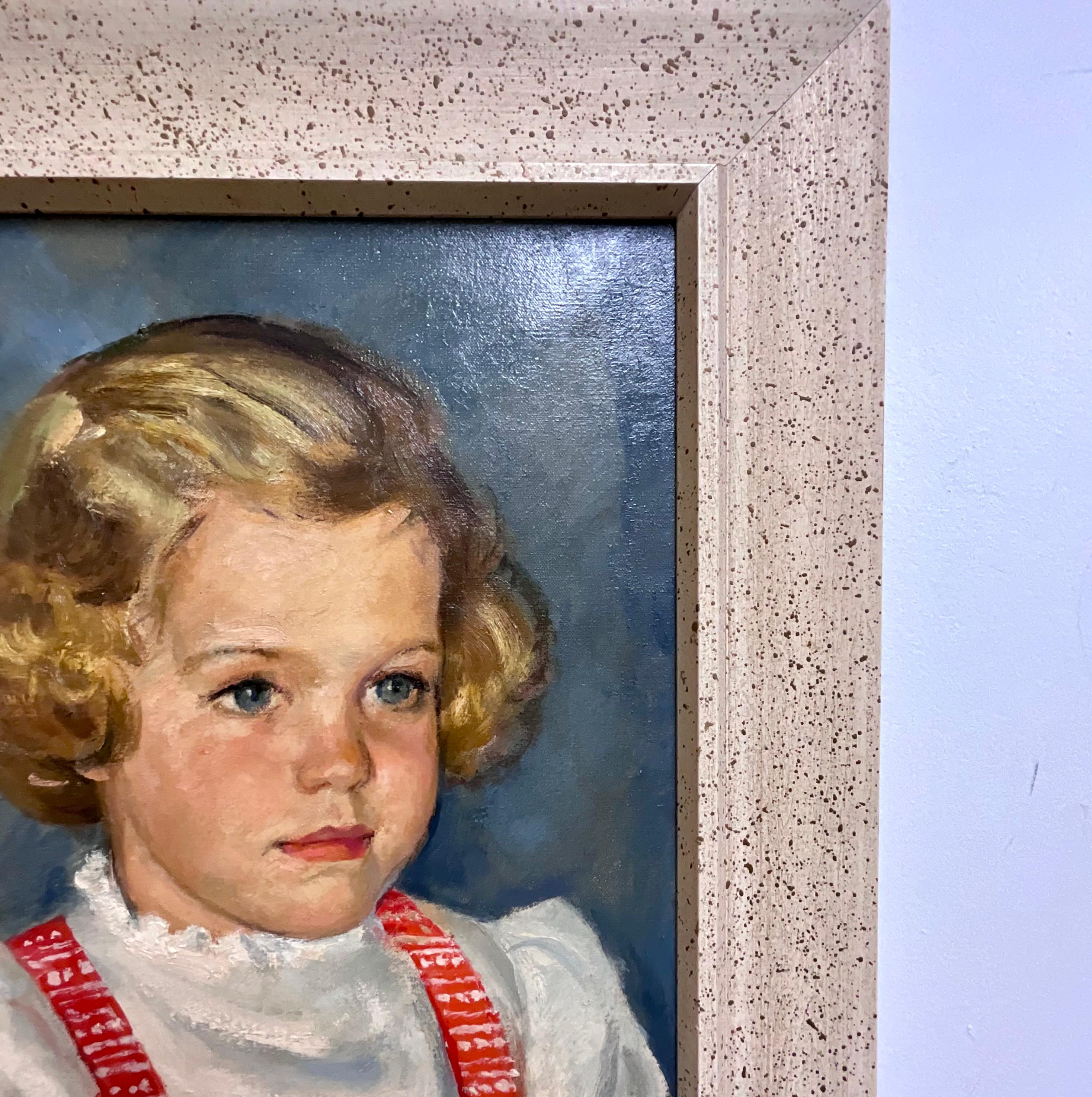 American Captivating Portrait: Eugene Montgomery's 1950s Oil Painting of a Young Girl For Sale