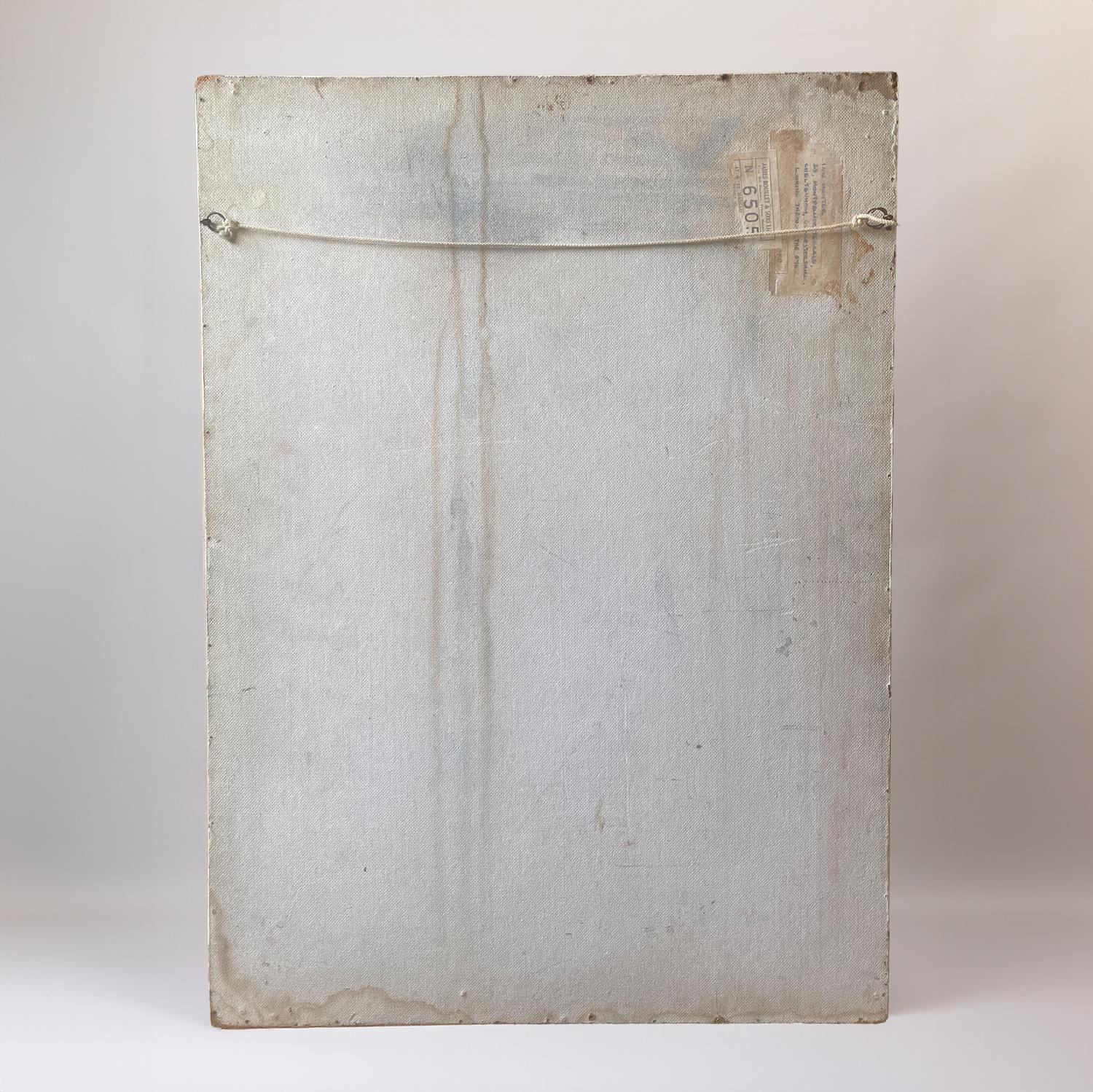 Accattivante Ritratto di uomo davanti a una porta, dipinto a olio originale d'epoca, anni '70 in vendita 4