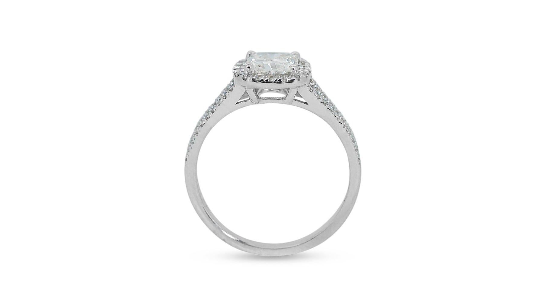 Women's Captivating Ring features a Dazzling 1.01 carat cushion cut Natural Diamond