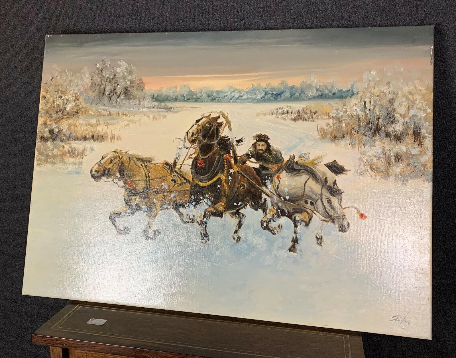 Bezauberndes russisches Kunstwerk des späten 19. Jahrhunderts: „Winter Ride“ -1X10 im Angebot 1