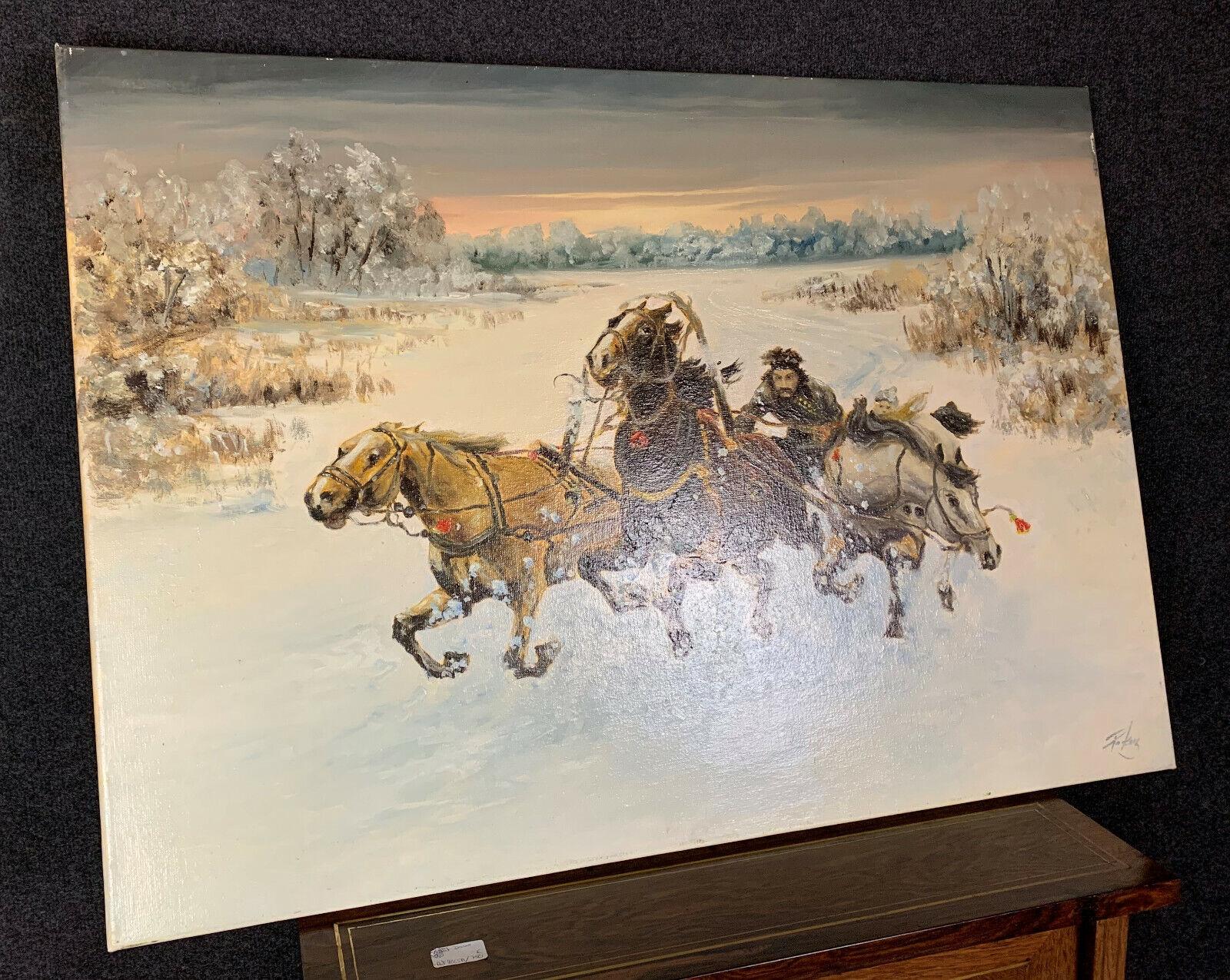 Bezauberndes russisches Kunstwerk des späten 19. Jahrhunderts: „Winter Ride“ -1X10 im Angebot 2