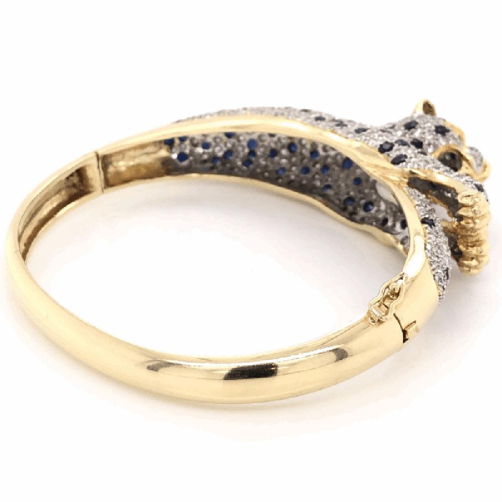Captivating Sapphire and Diamond Gold Panther Bracelet Fine Estate Jewelry 7