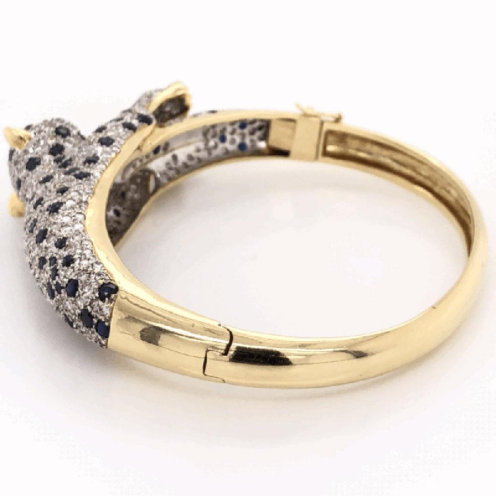 Captivating Sapphire and Diamond Gold Panther Bracelet Fine Estate Jewelry 8