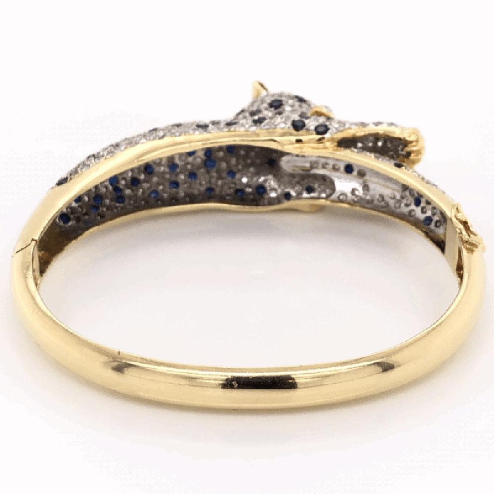 Captivating Sapphire and Diamond Gold Panther Bracelet Fine Estate Jewelry 10