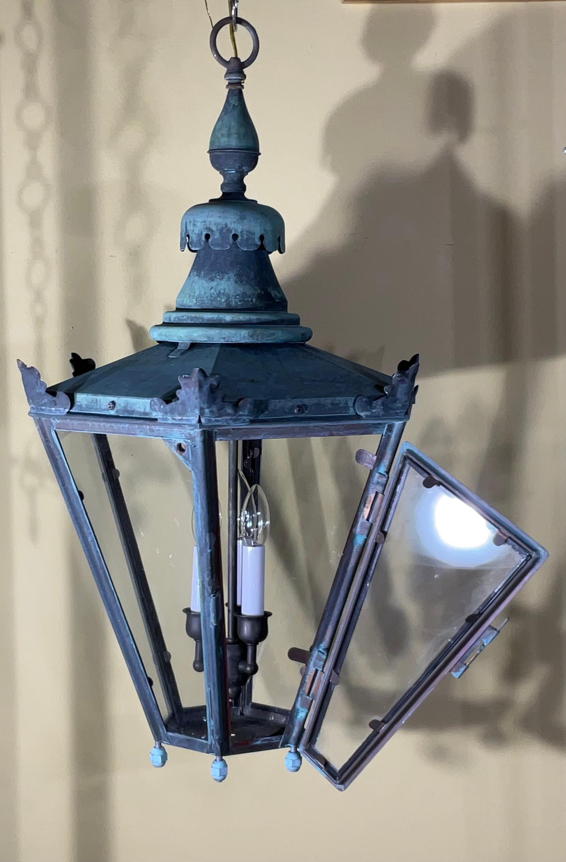 Accattivante lanterna a sospensione in ottone e rame vintage con baldacchino e catena 29 