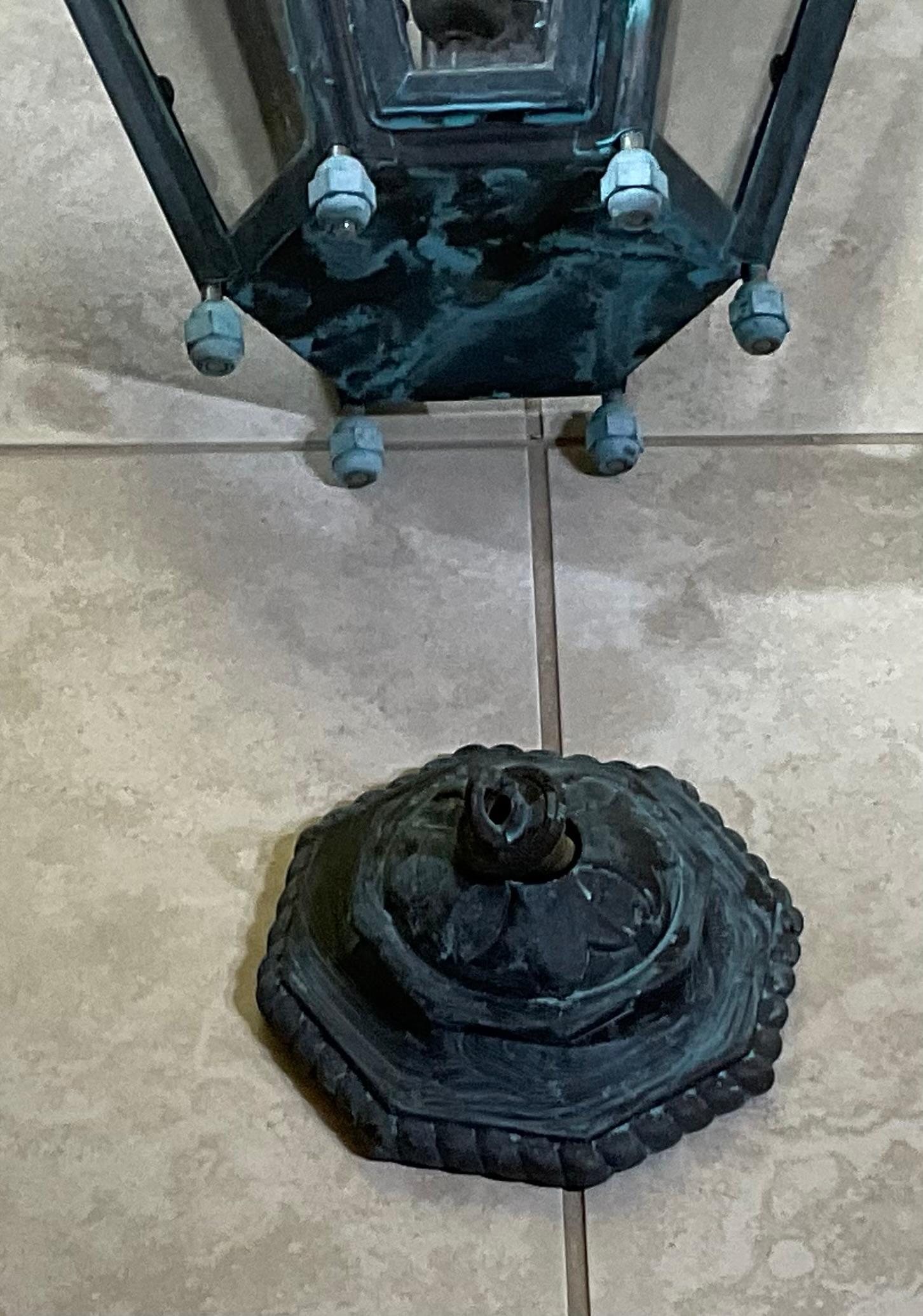 Accattivante lanterna a sospensione in ottone e rame vintage con baldacchino e catena 29 