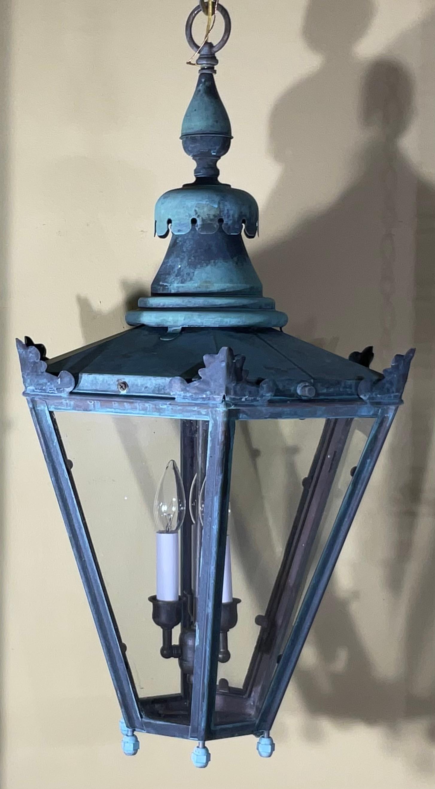Americano Accattivante lanterna a sospensione in ottone e rame vintage con baldacchino e catena 29 