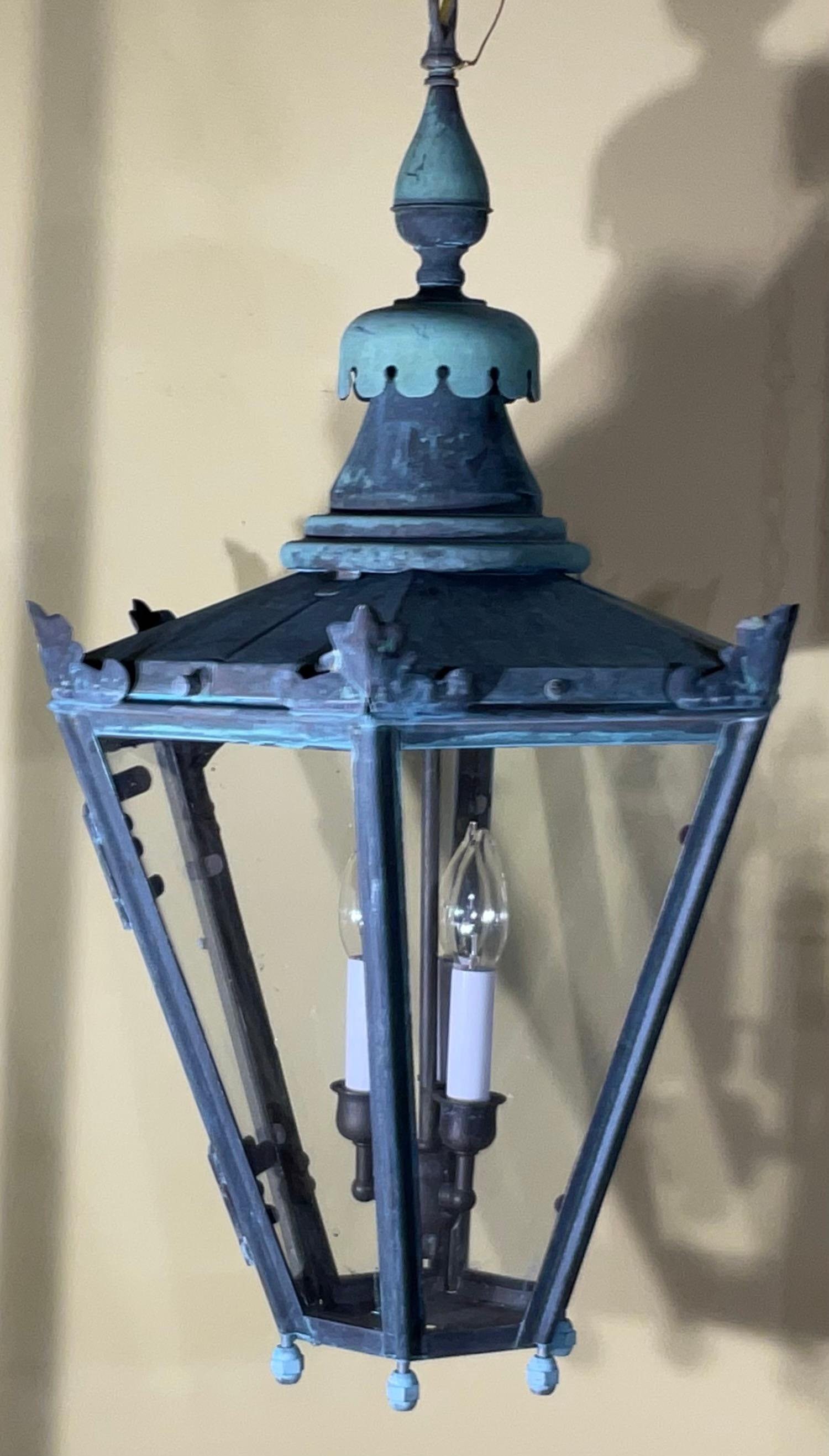 Fatto a mano Accattivante lanterna a sospensione in ottone e rame vintage con baldacchino e catena 29 