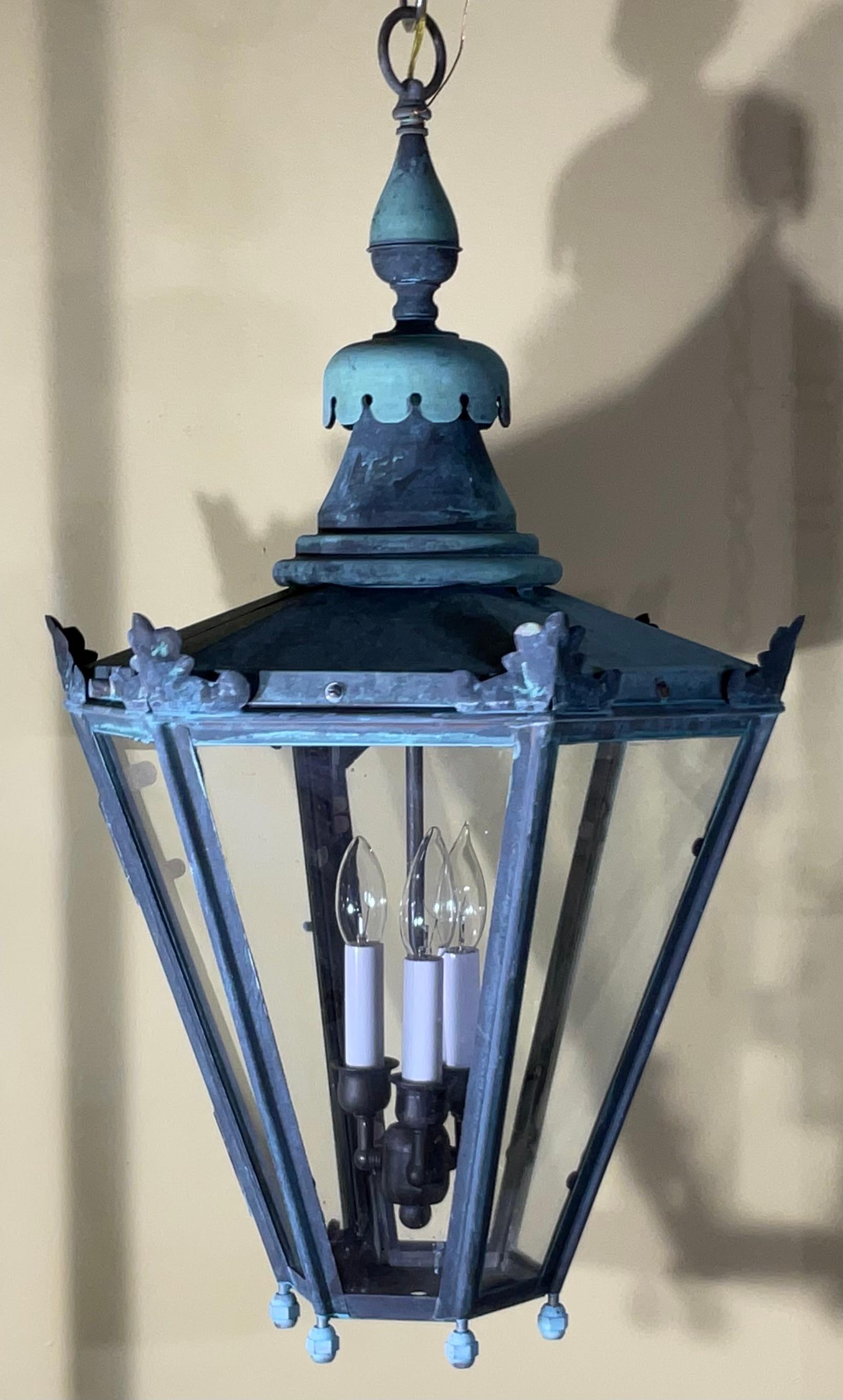 Accattivante lanterna a sospensione in ottone e rame vintage con baldacchino e catena 29 