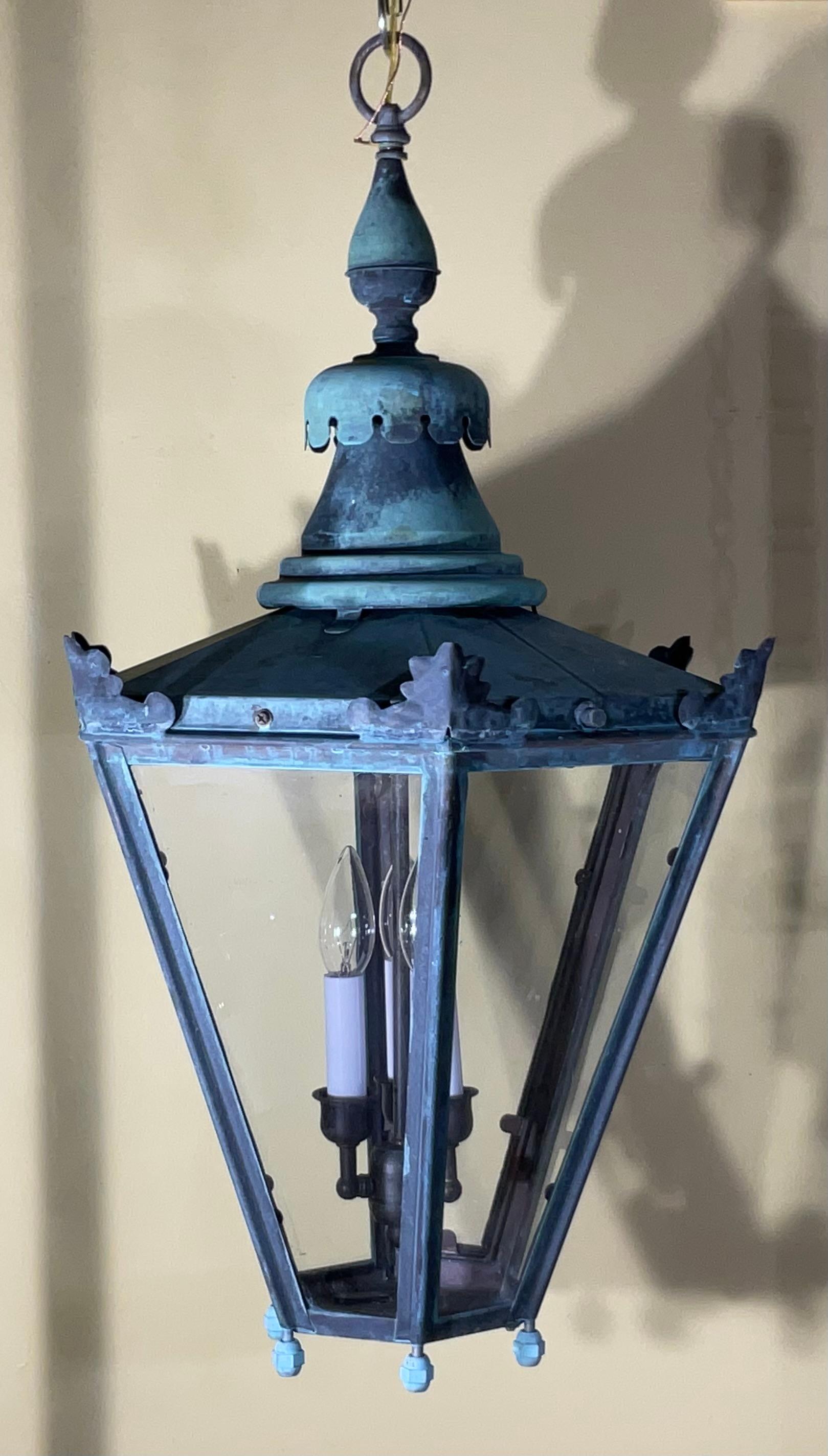 Ottone Accattivante lanterna a sospensione in ottone e rame vintage con baldacchino e catena 29 