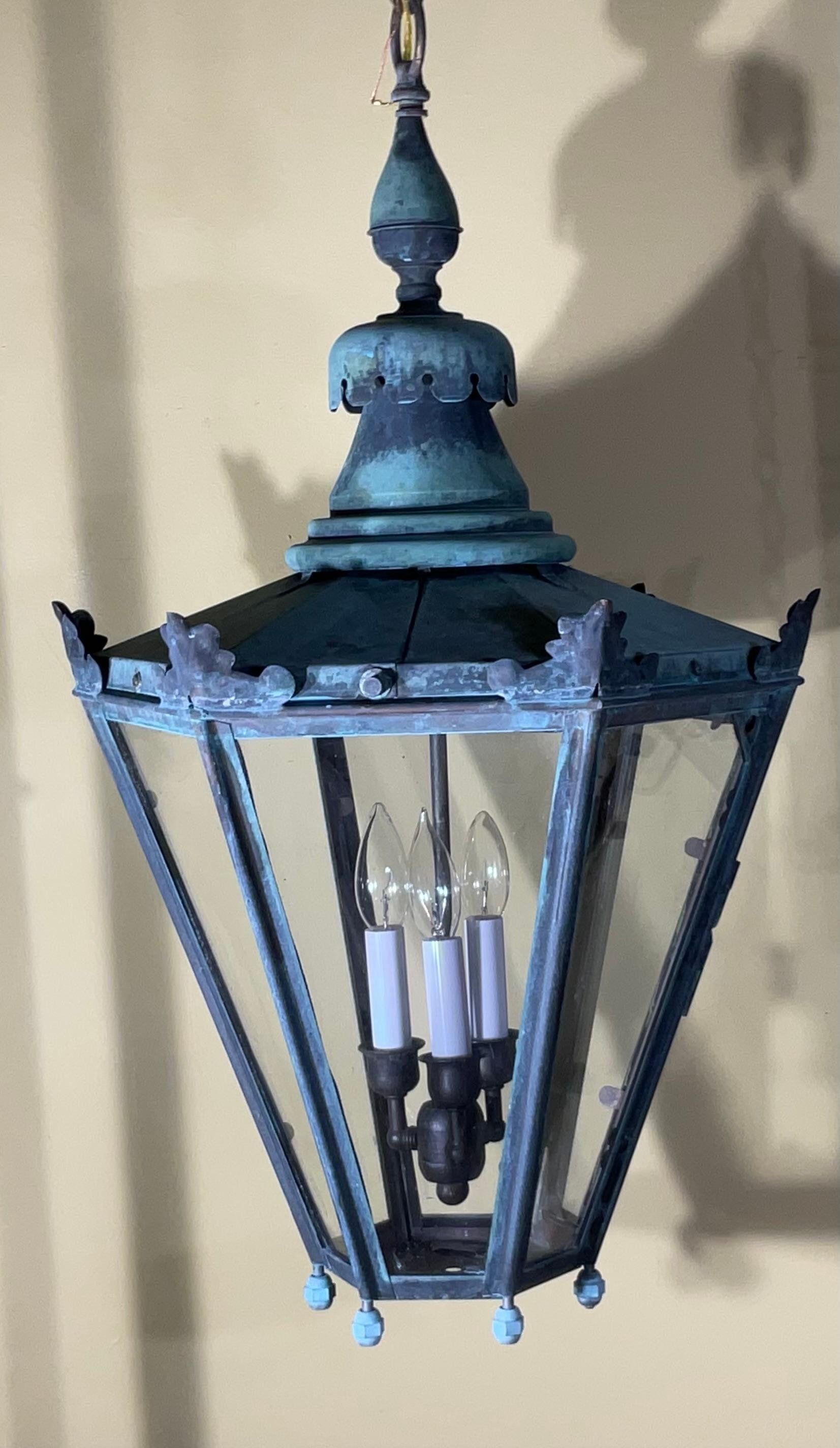 Accattivante lanterna a sospensione in ottone e rame vintage con baldacchino e catena 29 