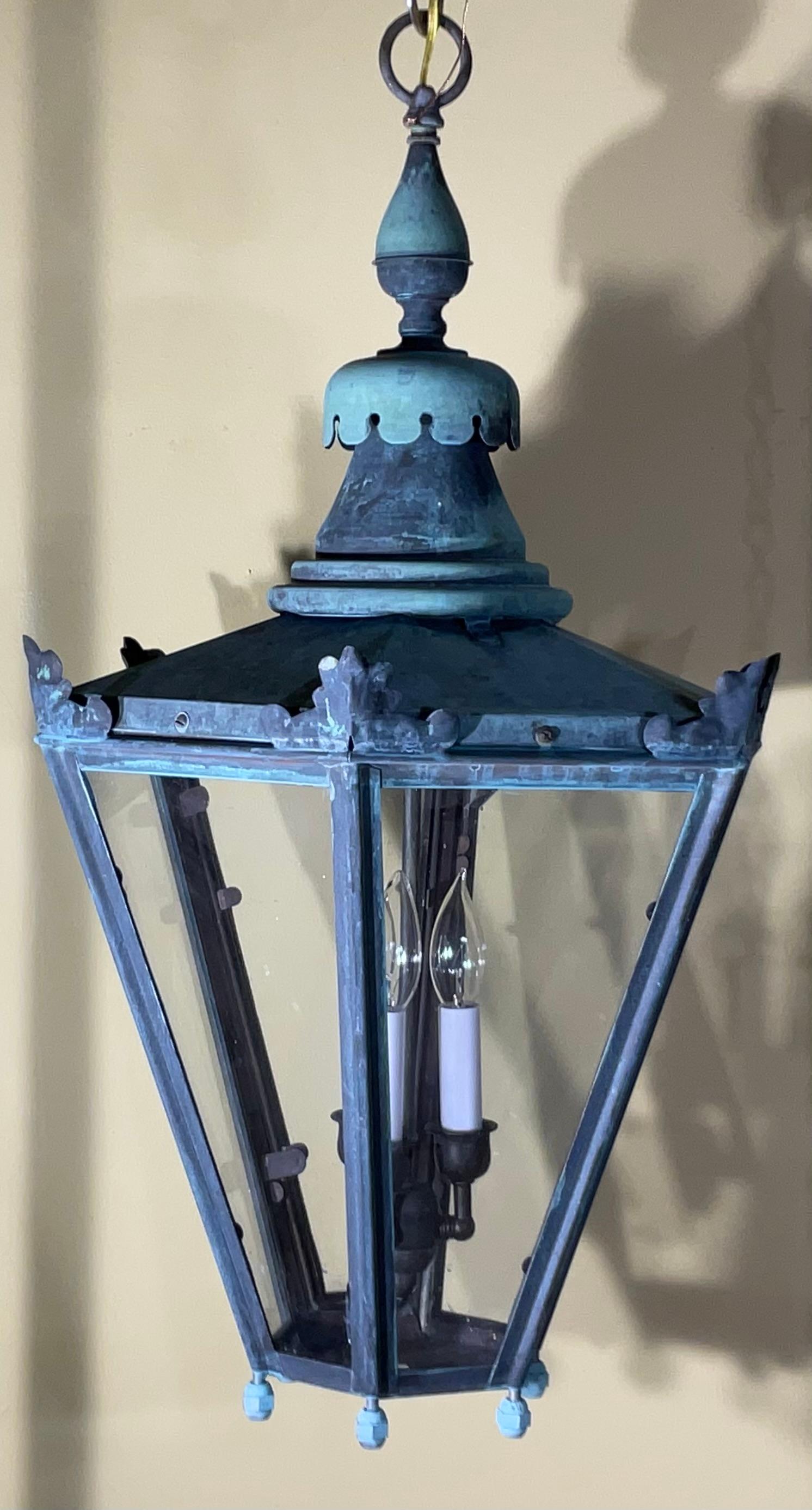 Accattivante lanterna a sospensione in ottone e rame vintage con baldacchino e catena 29 