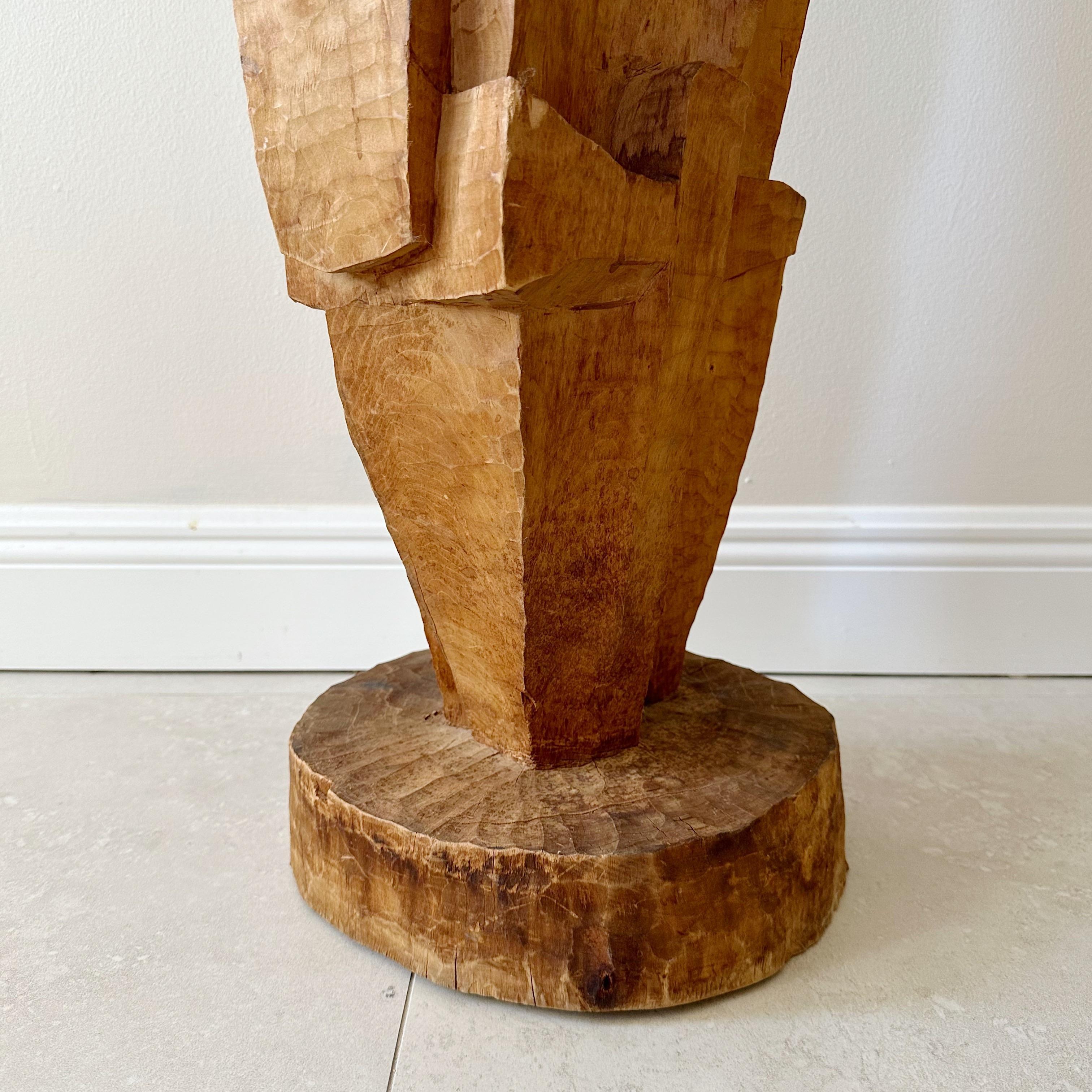 Captivating Vintage Cubist Wood Sculpture with Figural Design In Good Condition For Sale In West Palm Beach, FL