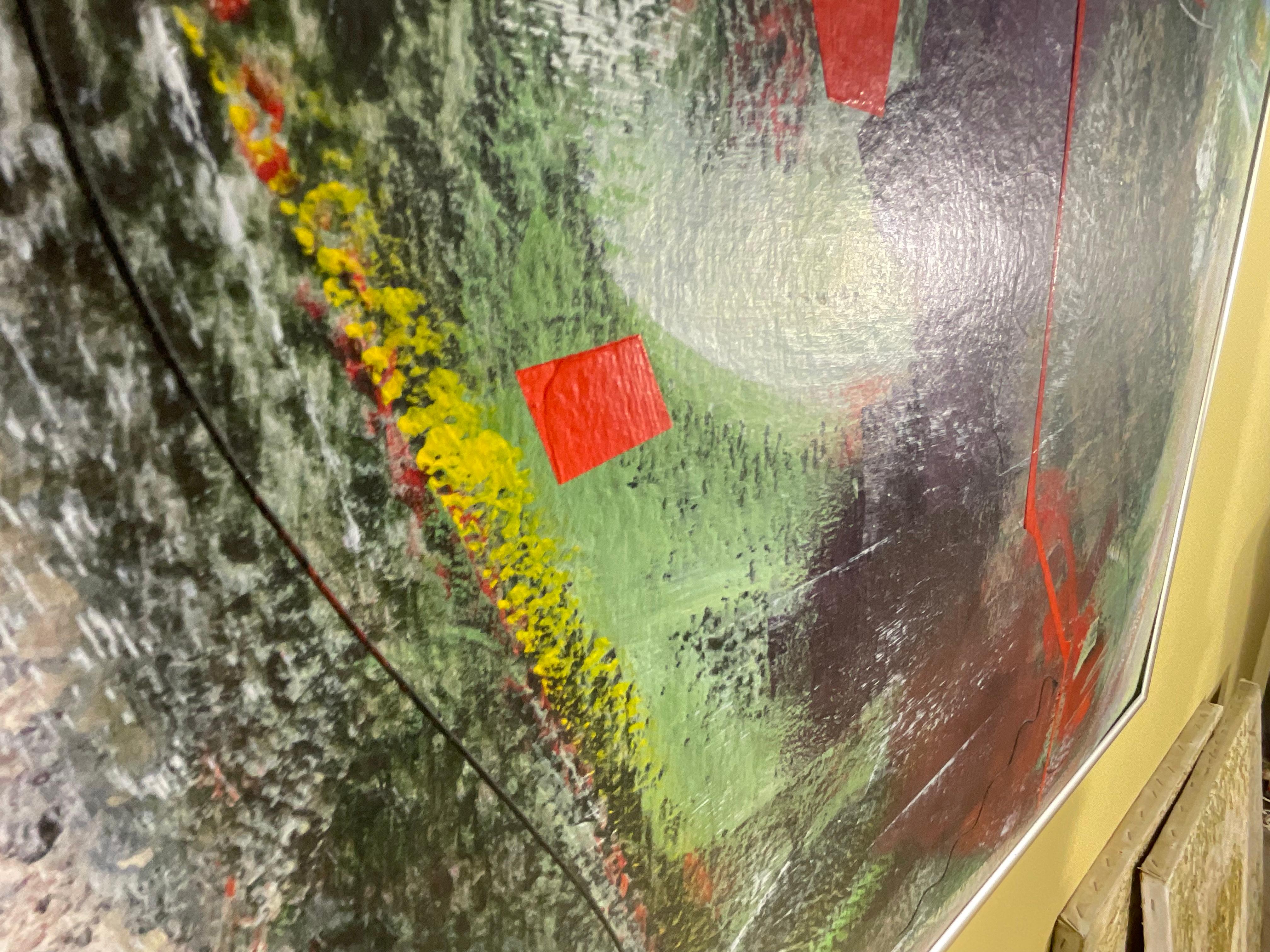 Fesselnde Vintage signiert abstrakte Expressionist Acrylgemälde im Angebot 5