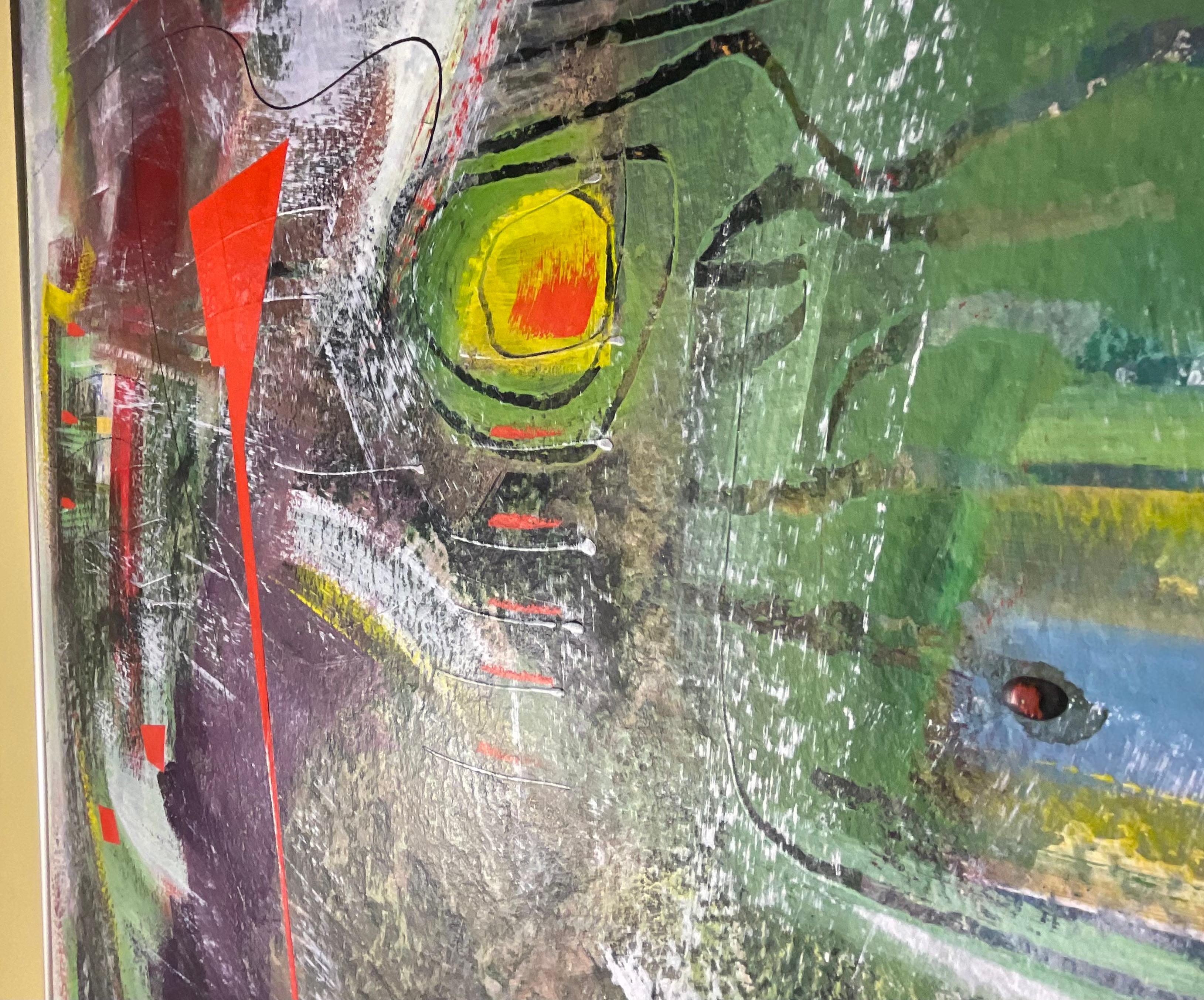 Fesselnde Vintage signiert abstrakte Expressionist Acrylgemälde im Angebot 7