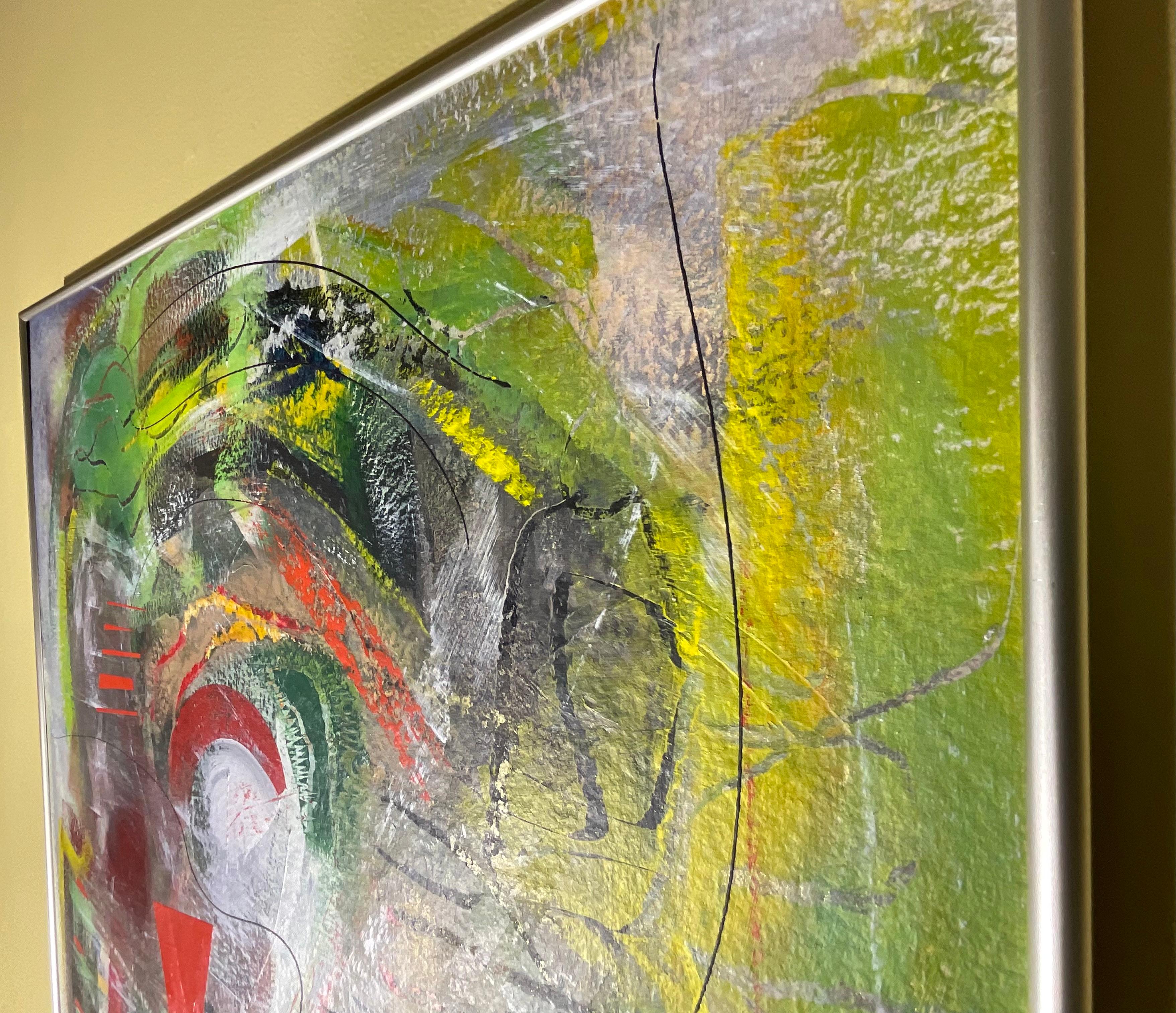 Fesselnde Vintage signiert abstrakte Expressionist Acrylgemälde im Angebot 8