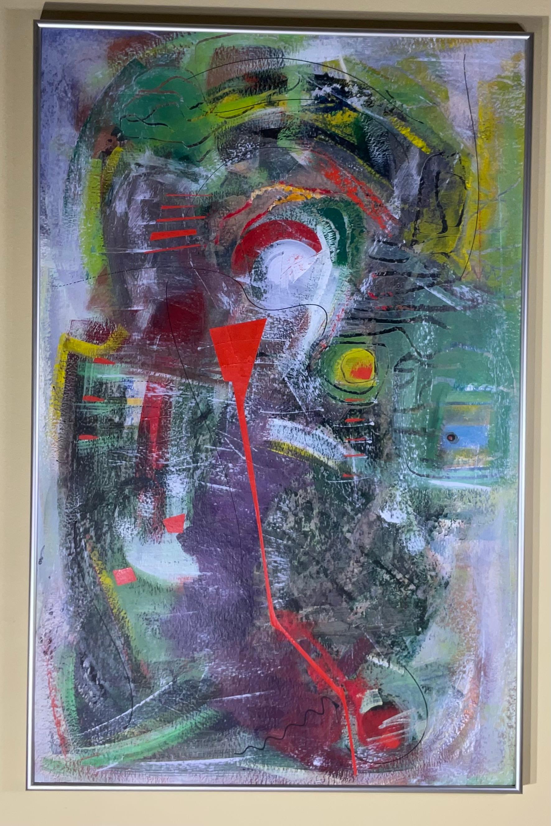 Fesselnde Vintage signiert abstrakte Expressionist Acrylgemälde im Angebot 9