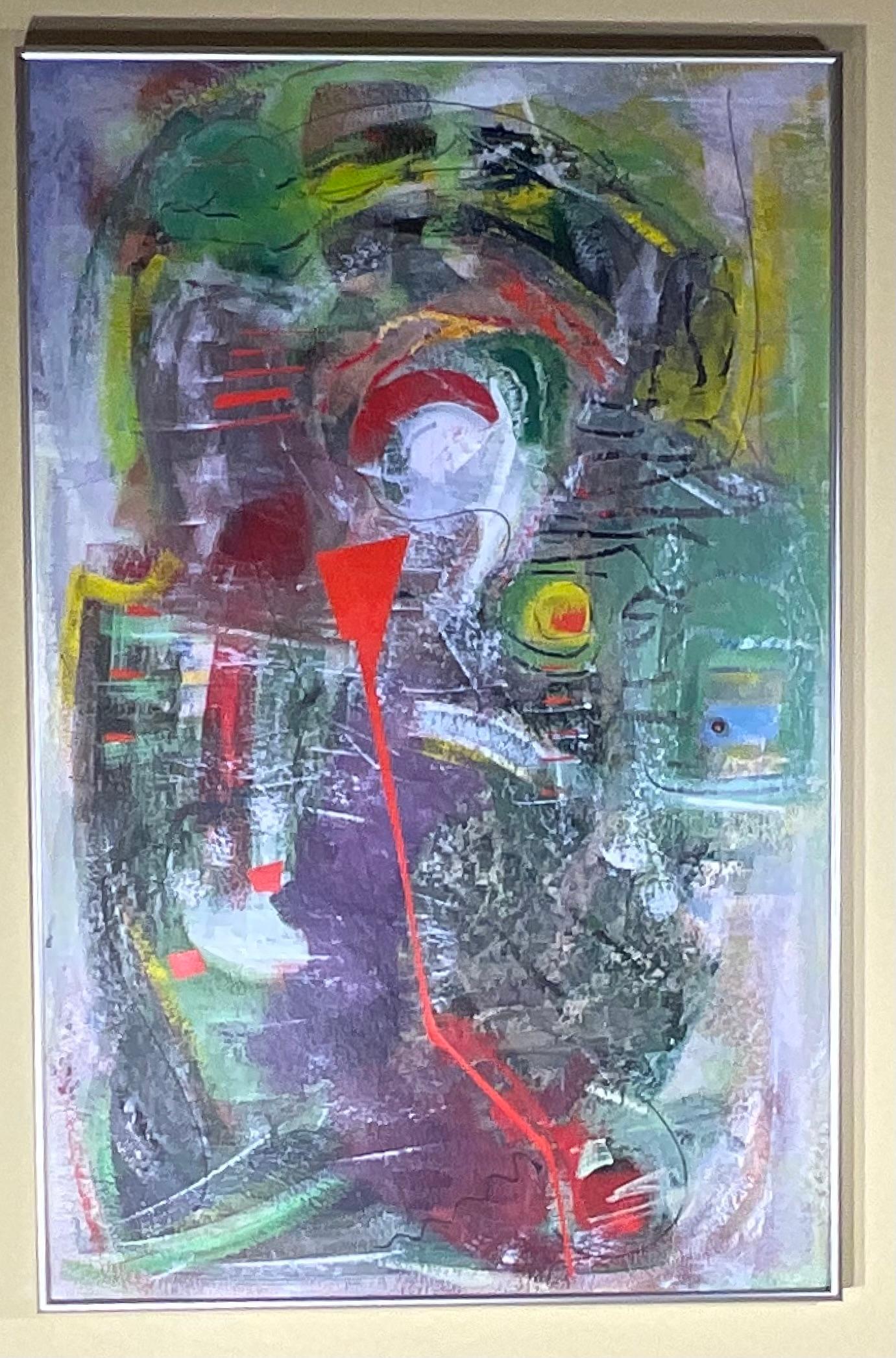 Fesselnde Vintage signiert abstrakte Expressionist Acrylgemälde im Angebot 11