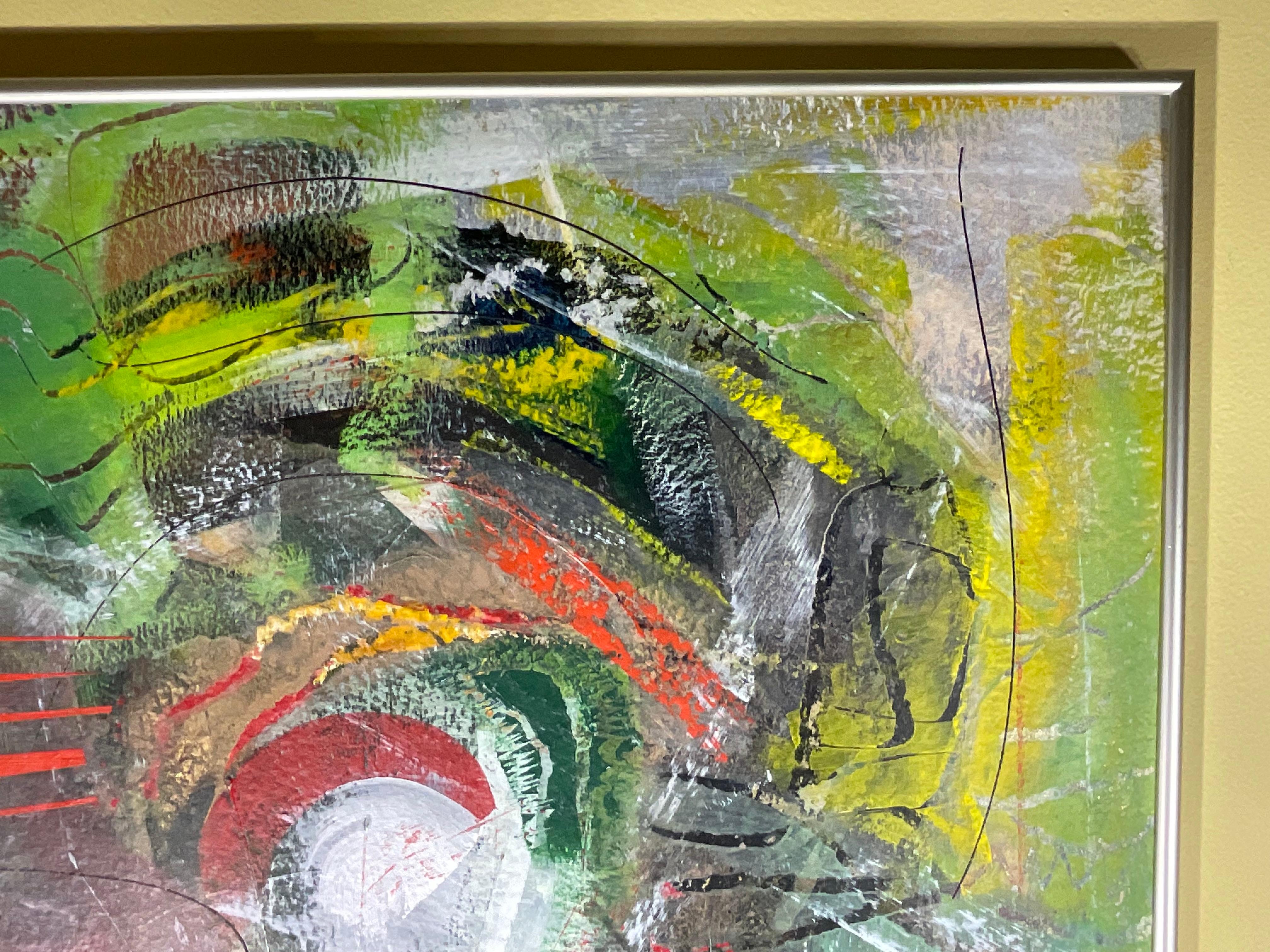 Fesselnde Vintage signiert abstrakte Expressionist Acrylgemälde (amerikanisch) im Angebot