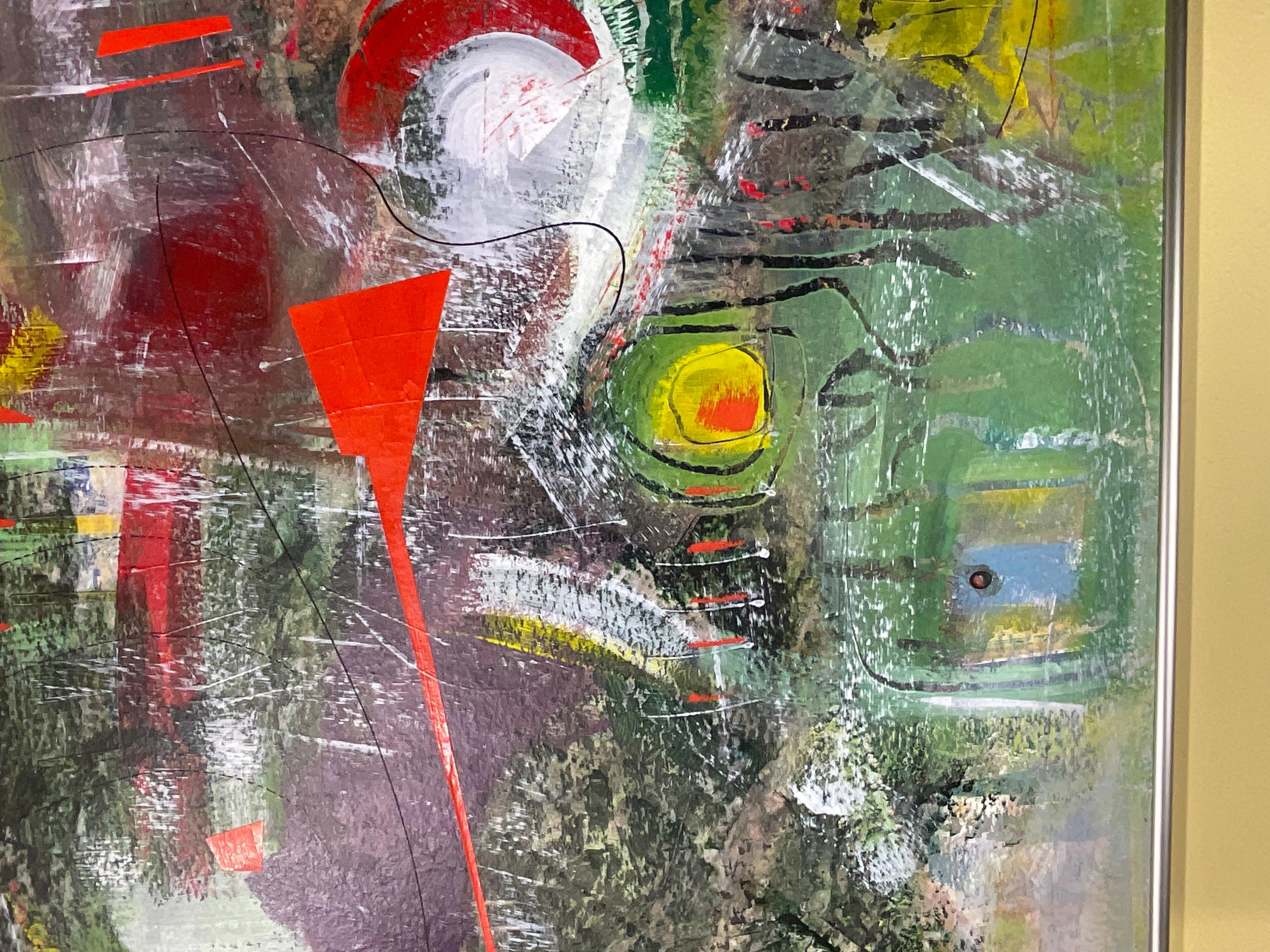 Fesselnde Vintage signiert abstrakte Expressionist Acrylgemälde im Zustand „Gut“ im Angebot in Delray Beach, FL