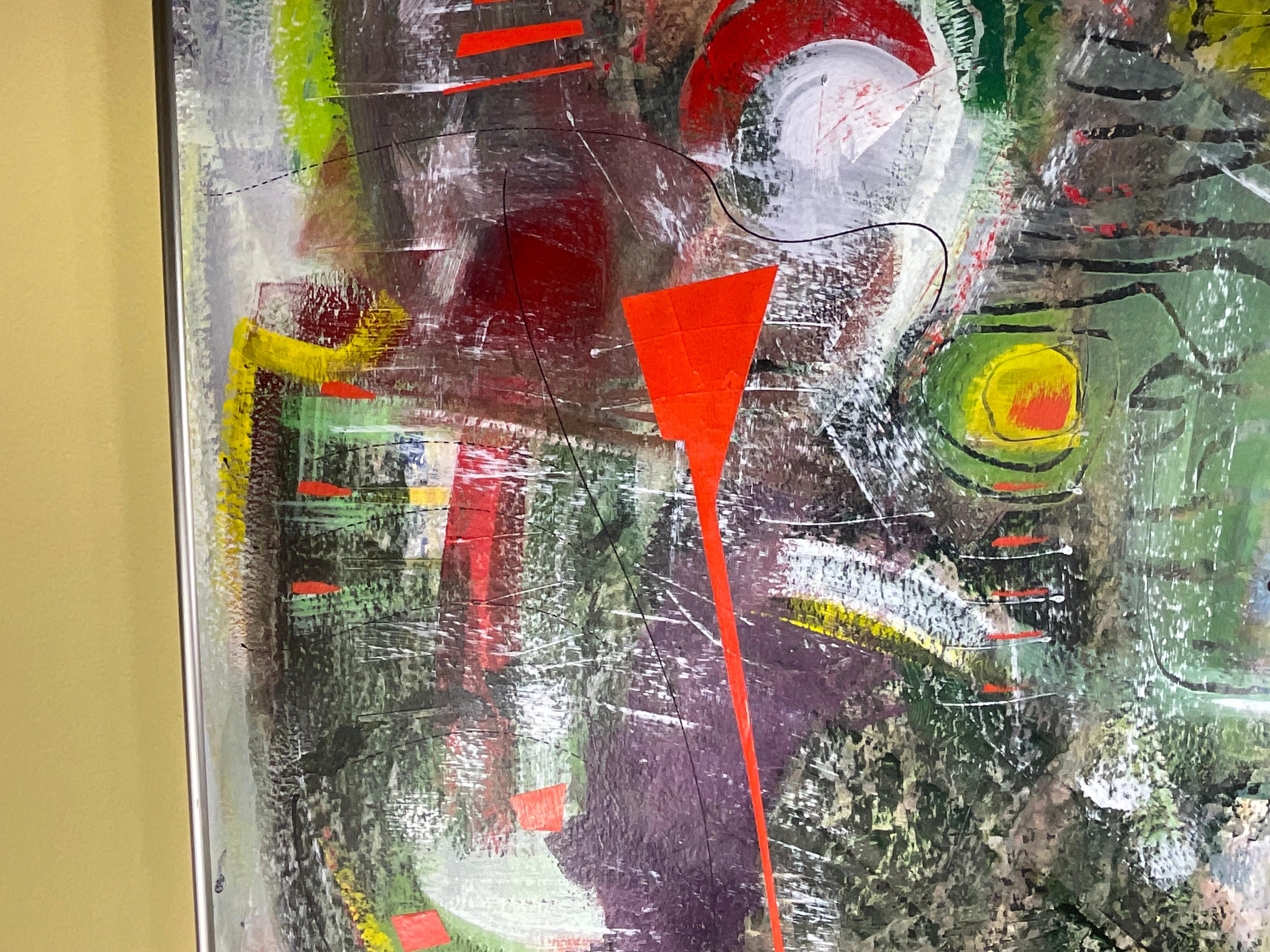 Fesselnde Vintage signiert abstrakte Expressionist Acrylgemälde (20. Jahrhundert) im Angebot