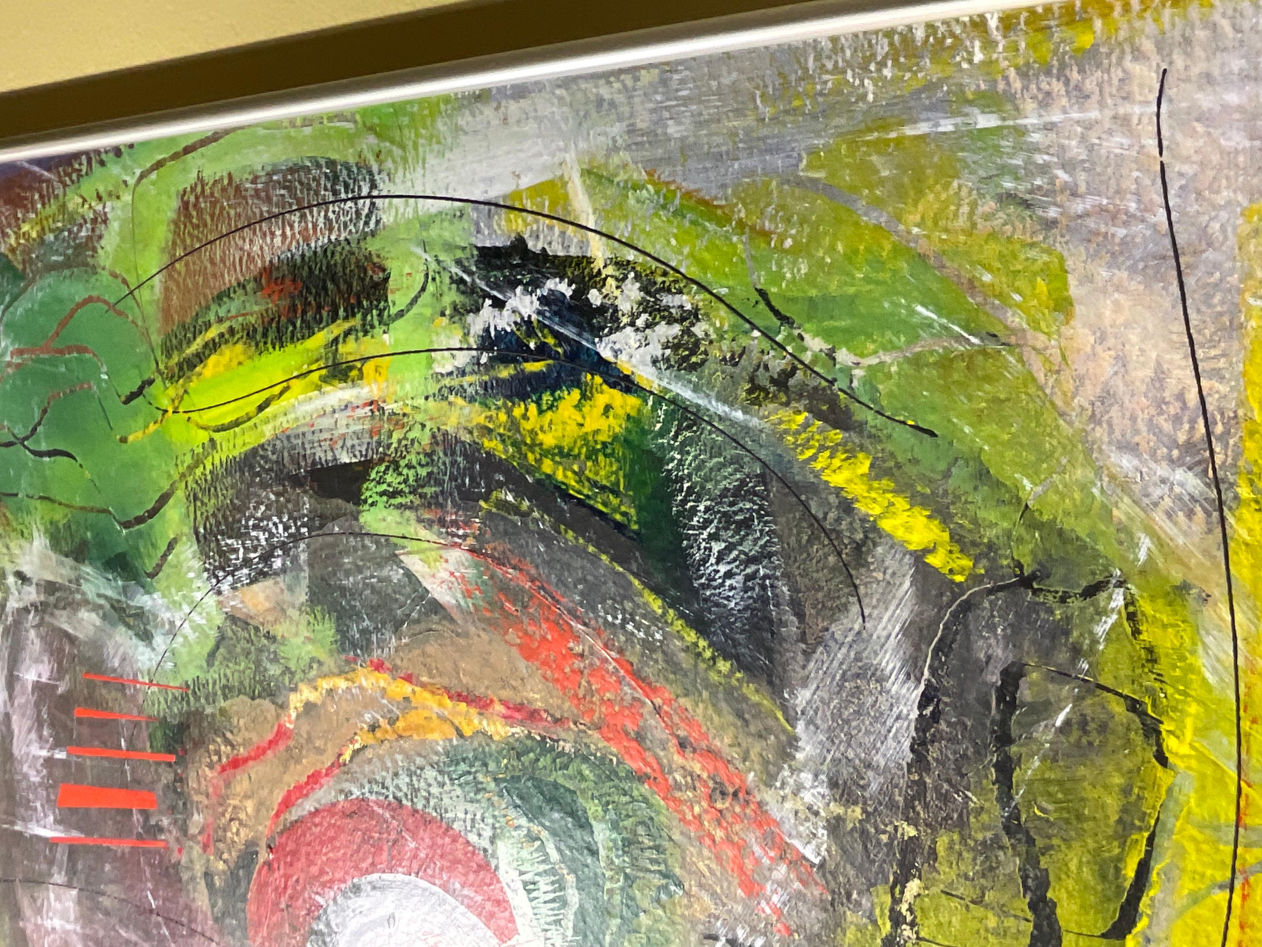 Fesselnde Vintage signiert abstrakte Expressionist Acrylgemälde im Angebot 2