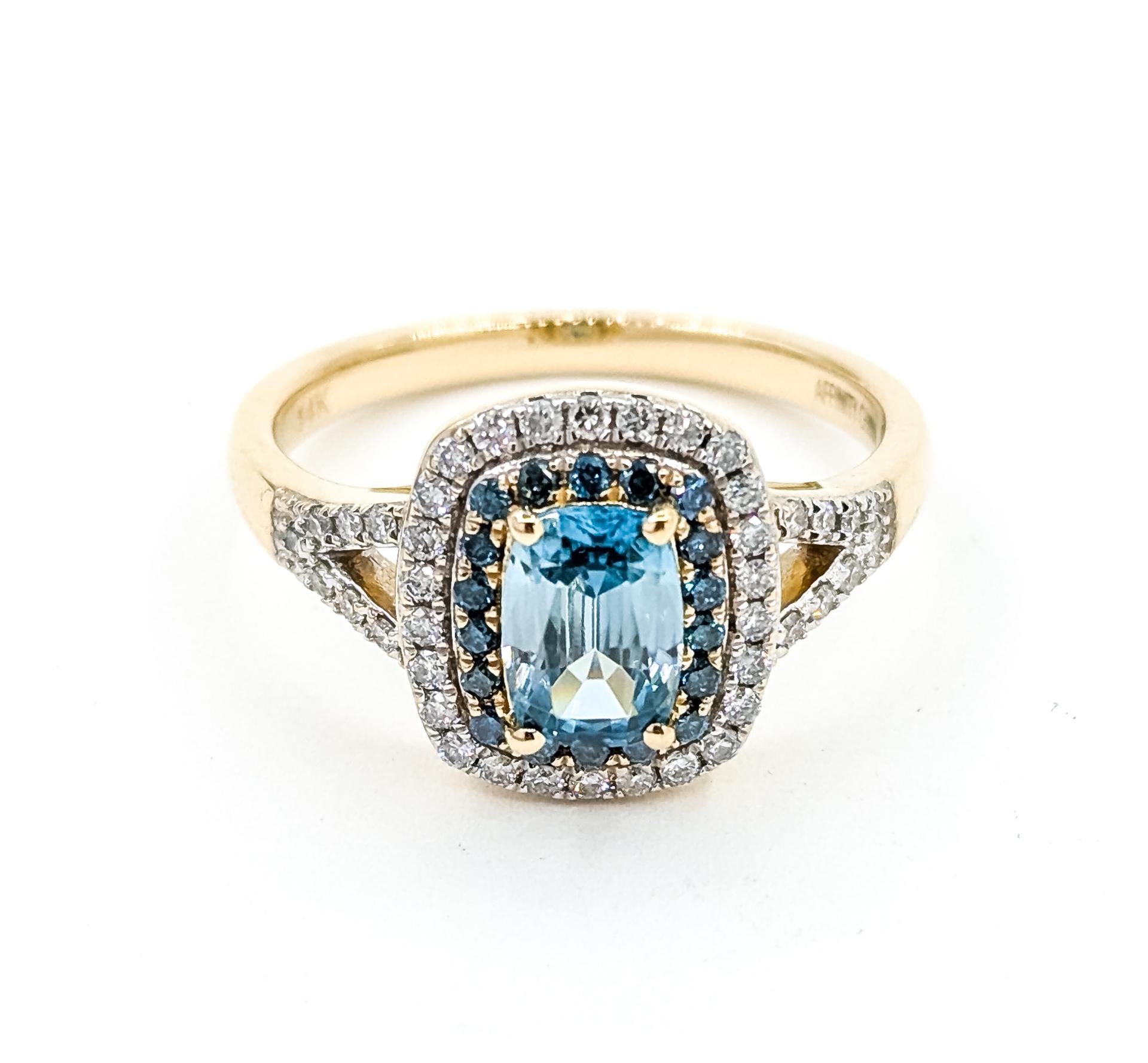 Bague double halo en zircon et diamant en 14k en vente 5