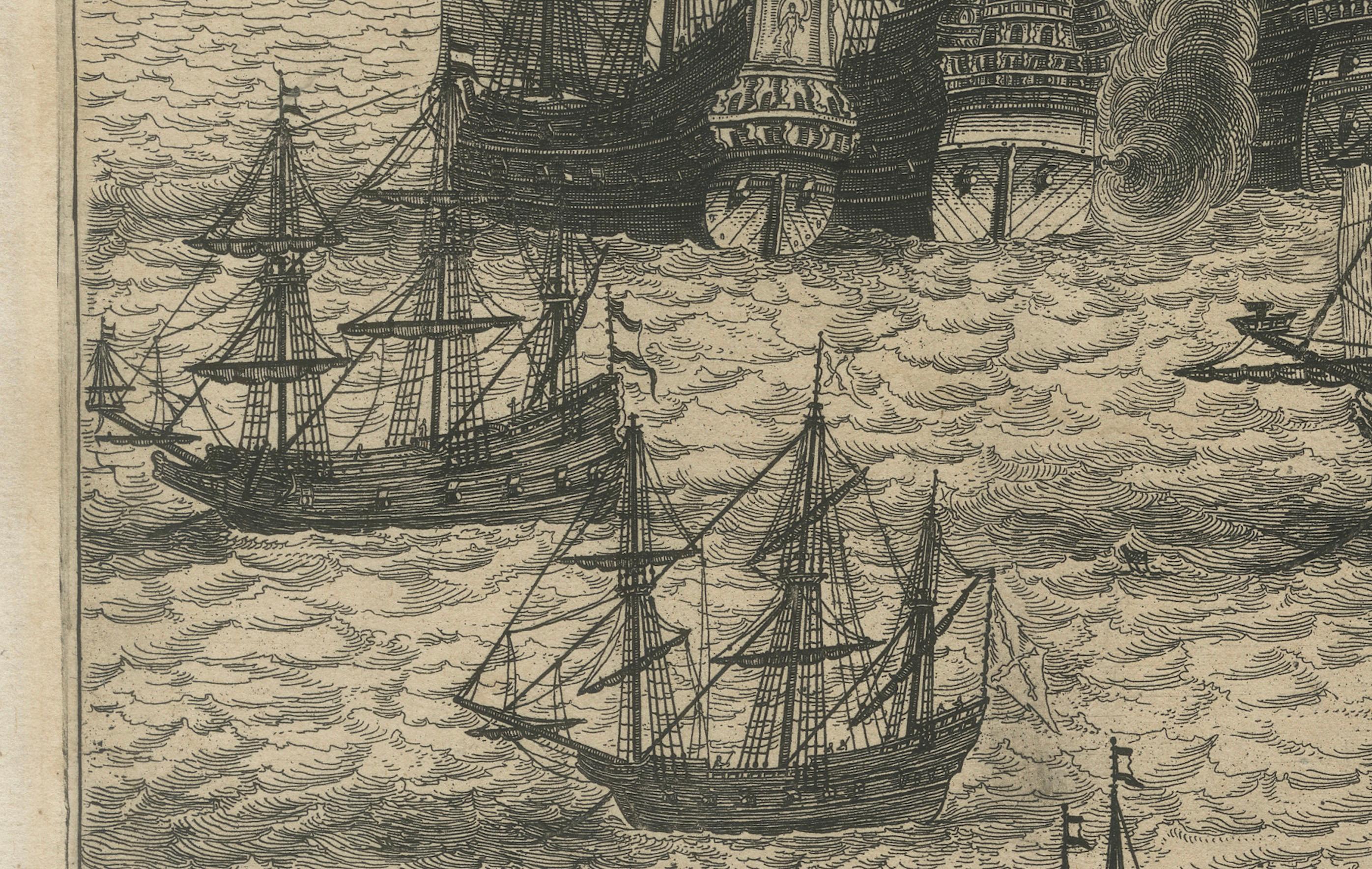 Titre : La capture de deux navires de l'amiral espagnol par la flotte de la Compagnie néerlandaise des Indes occidentales sous les ordres de l'amiral Pieter Adriaensz Ita, 1628

Description : Cette gravure du milieu du XVIIe siècle, réalisée entre