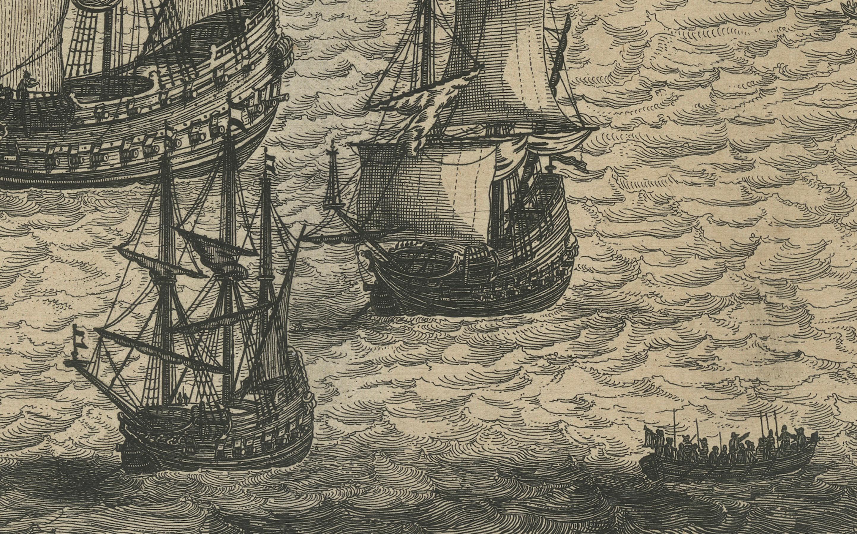 Gravé Capture de navires espagnols de la flotte néerlandaise près de Cuba, 1628, dirigée par Pieter Ita en vente