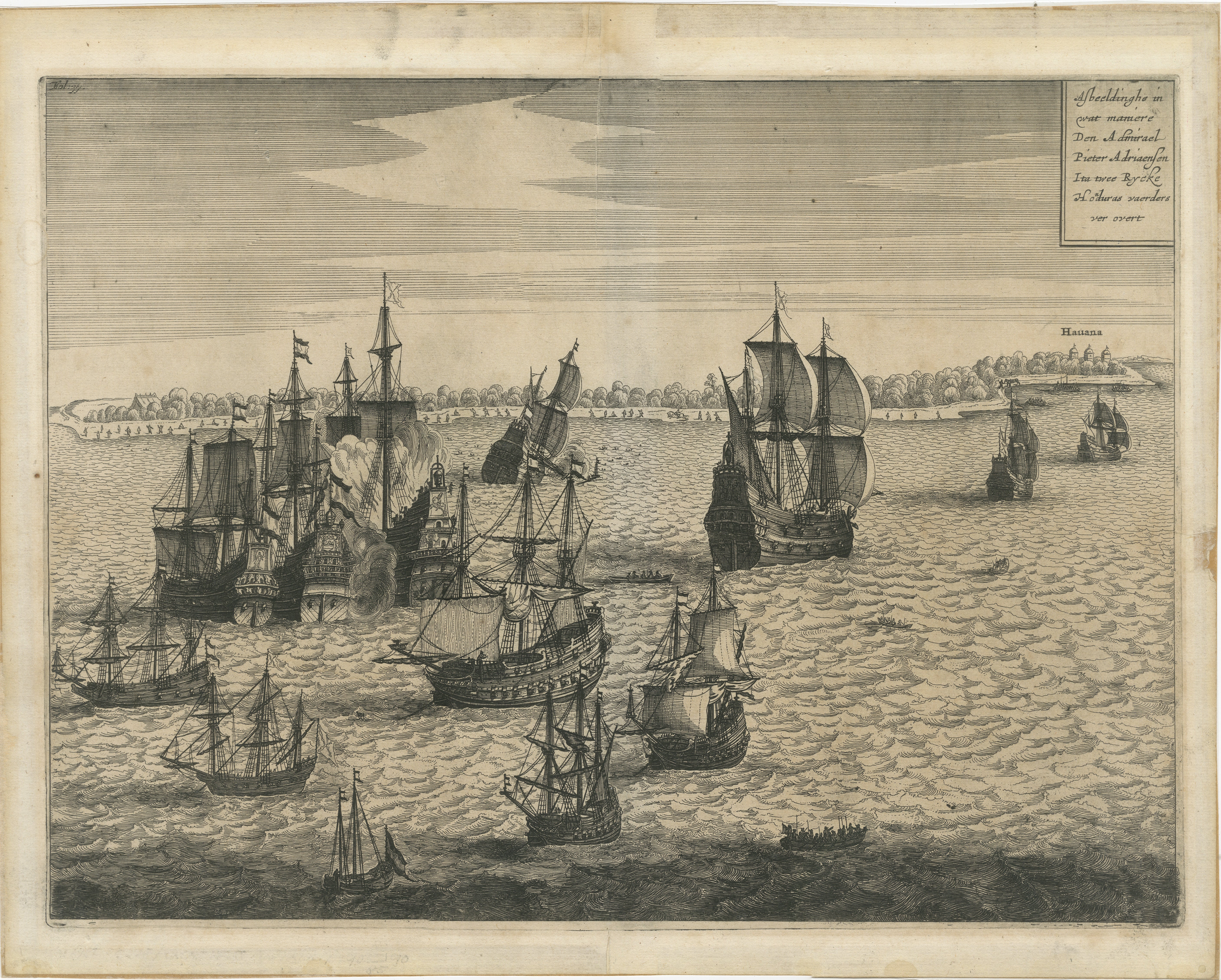 Capture de navires espagnols de la flotte néerlandaise près de Cuba, 1628, dirigée par Pieter Ita en vente