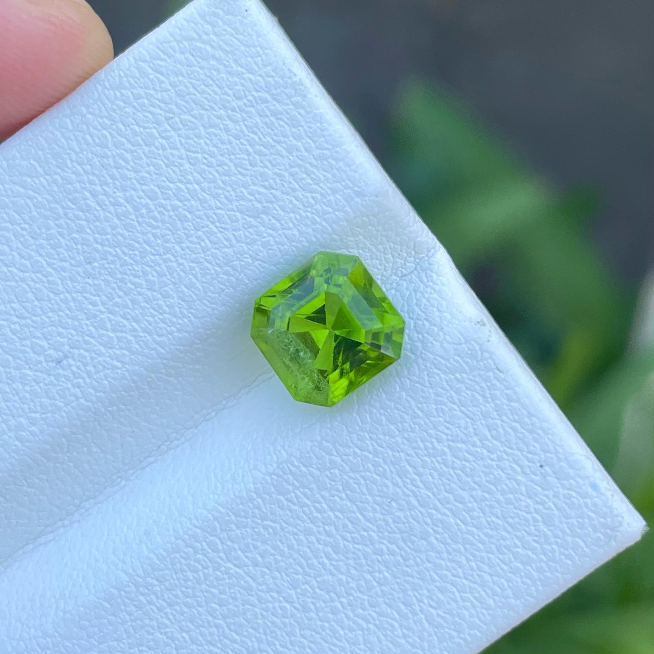Modern Capture the Essence of Nature Asscher Cut Peridot Gemstone Refresh and Renew For Sale