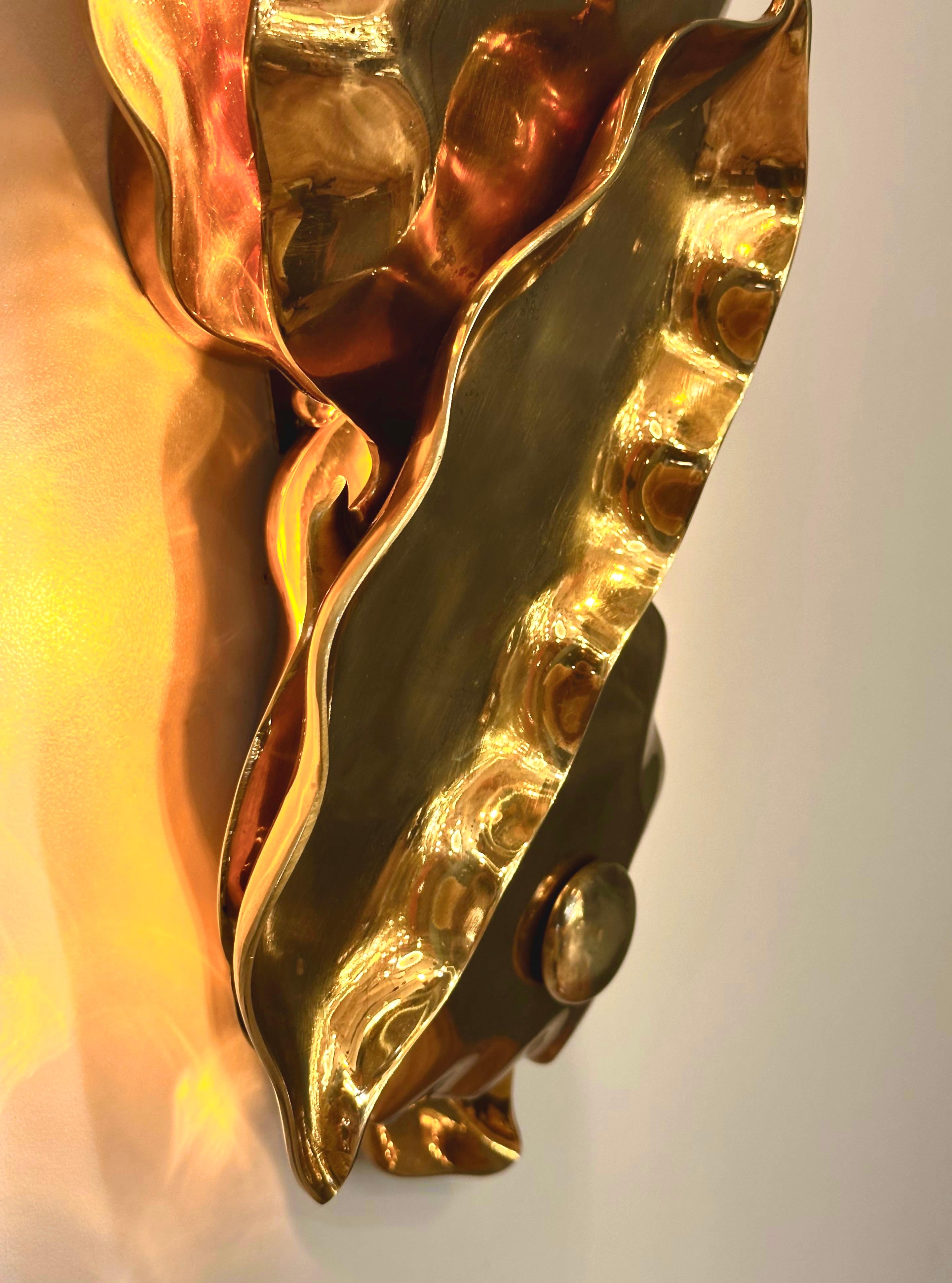 Capua Brass Casting Wall Sconce, Art Lighting, Sculptural Lighting For Sale 3