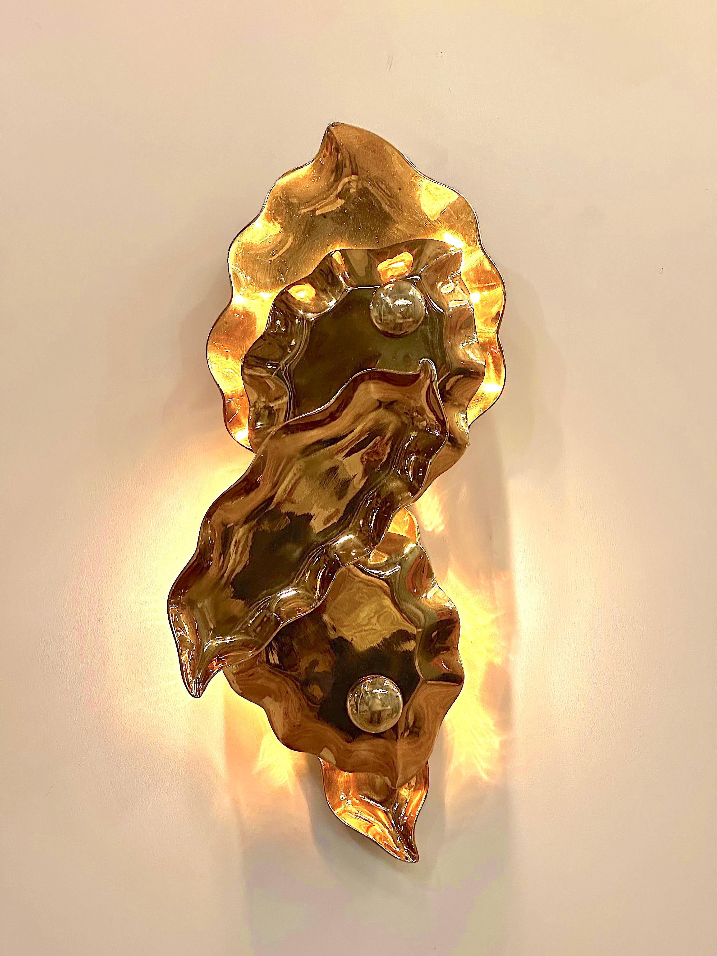 Capua Brass Casting Wall Sconce, Art Lighting, Sculptural Lighting For Sale 4