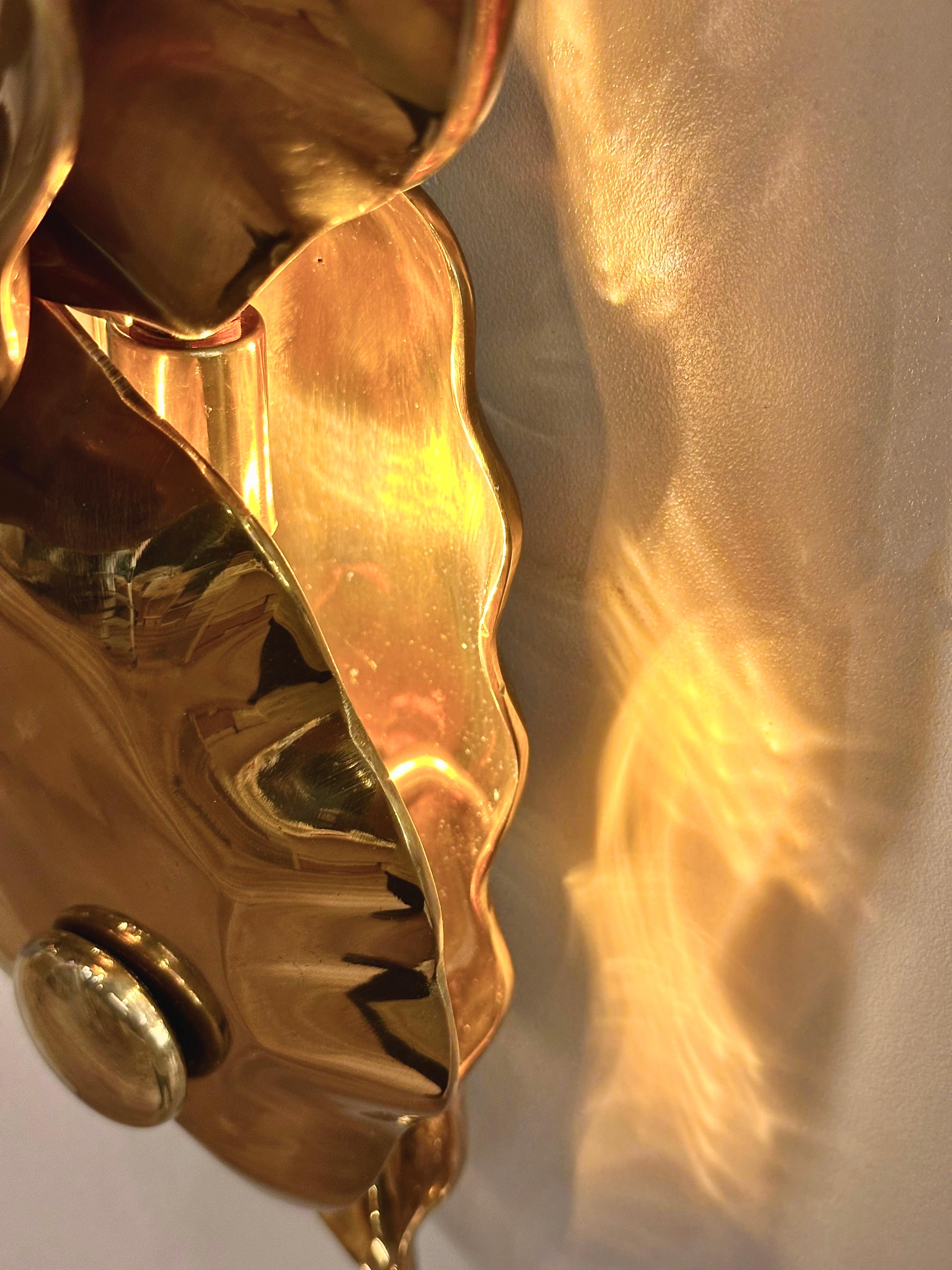 Welded Capua Brass Casting Wall Sconce, Art Lighting, Sculptural Lighting For Sale
