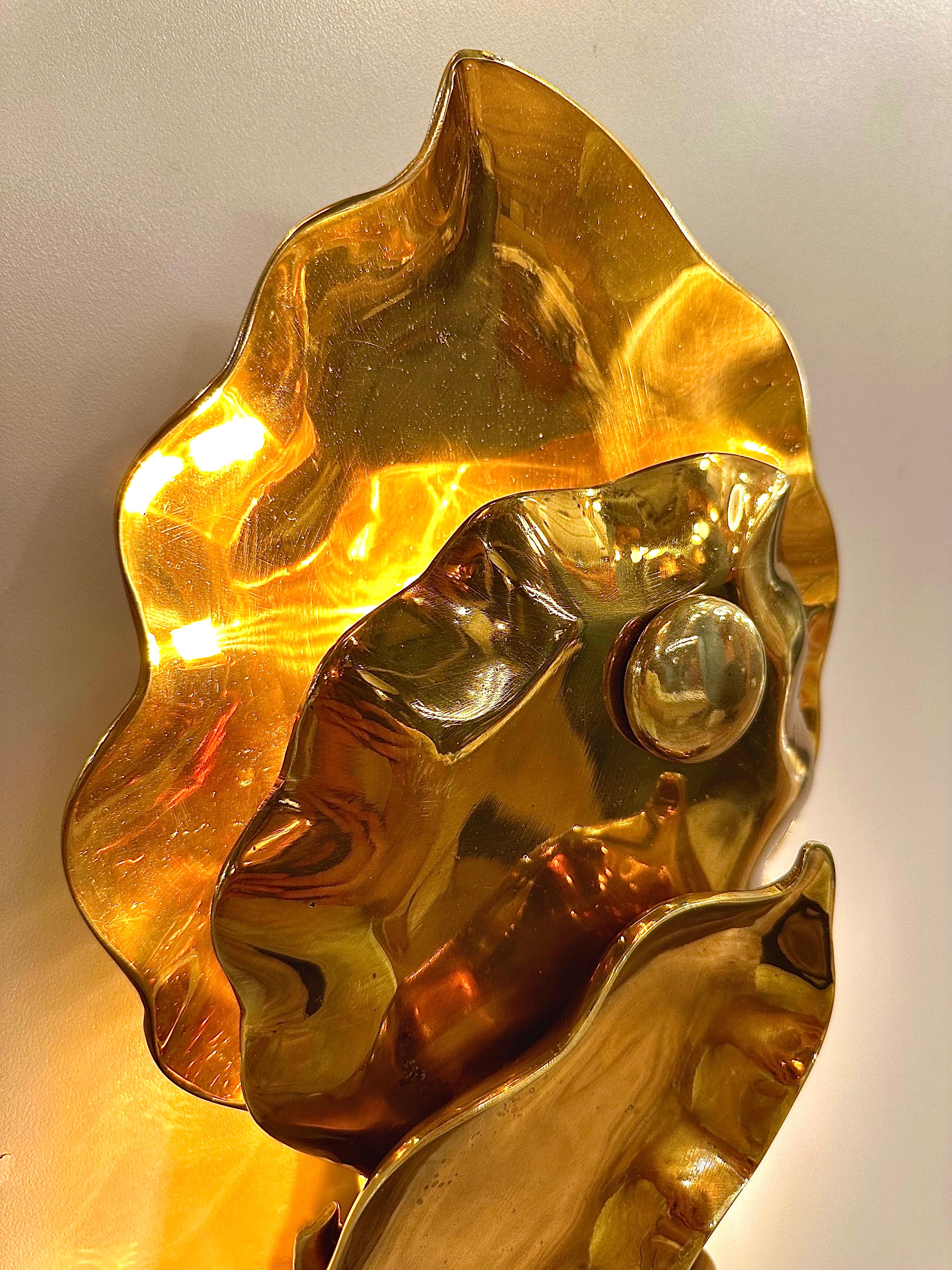 Contemporary Capua Brass Casting Wall Sconce, Art Lighting, Sculptural Lighting For Sale
