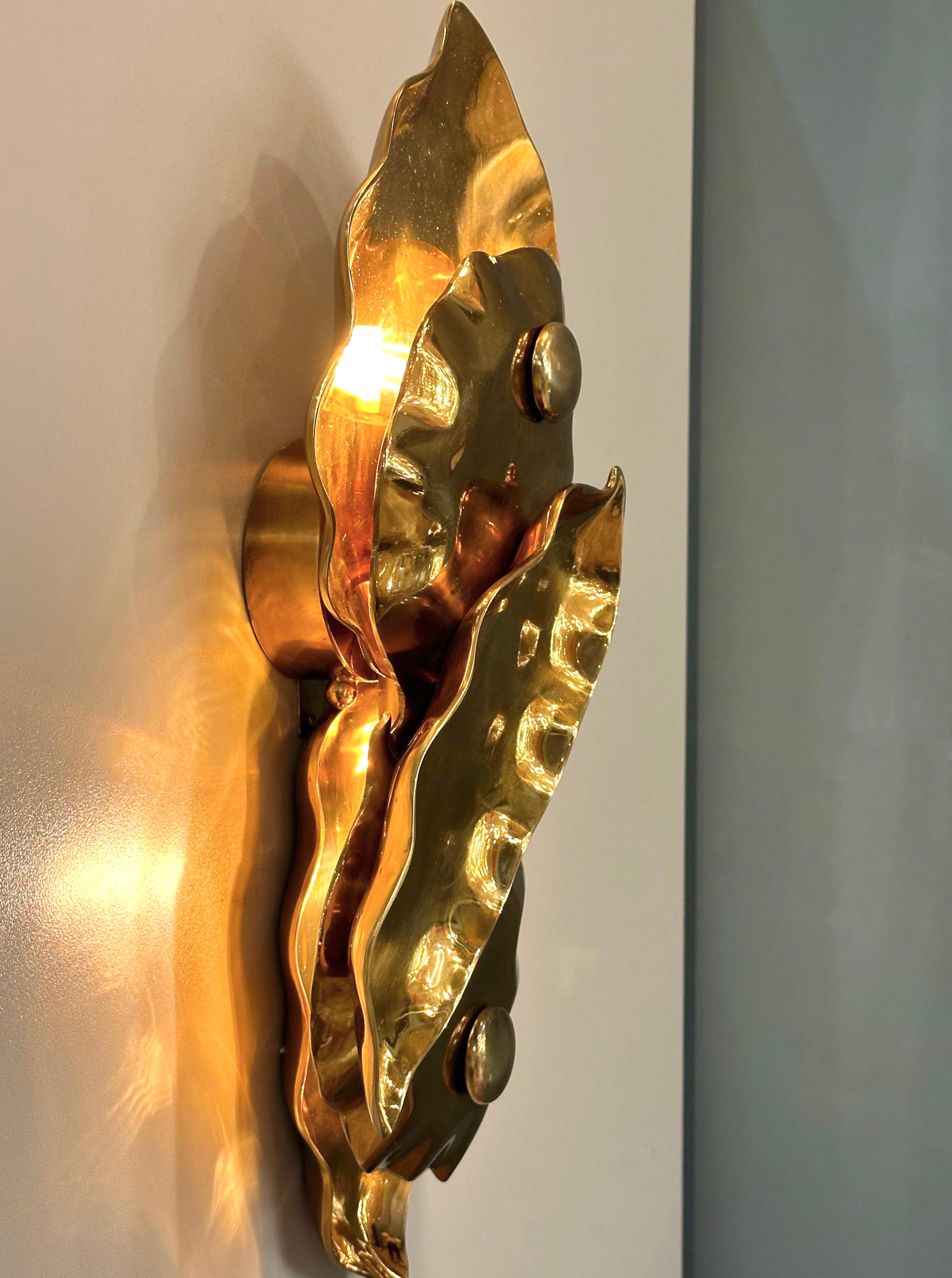 Capua Brass Casting Wall Sconce, Art Lighting, Sculptural Lighting For Sale 1