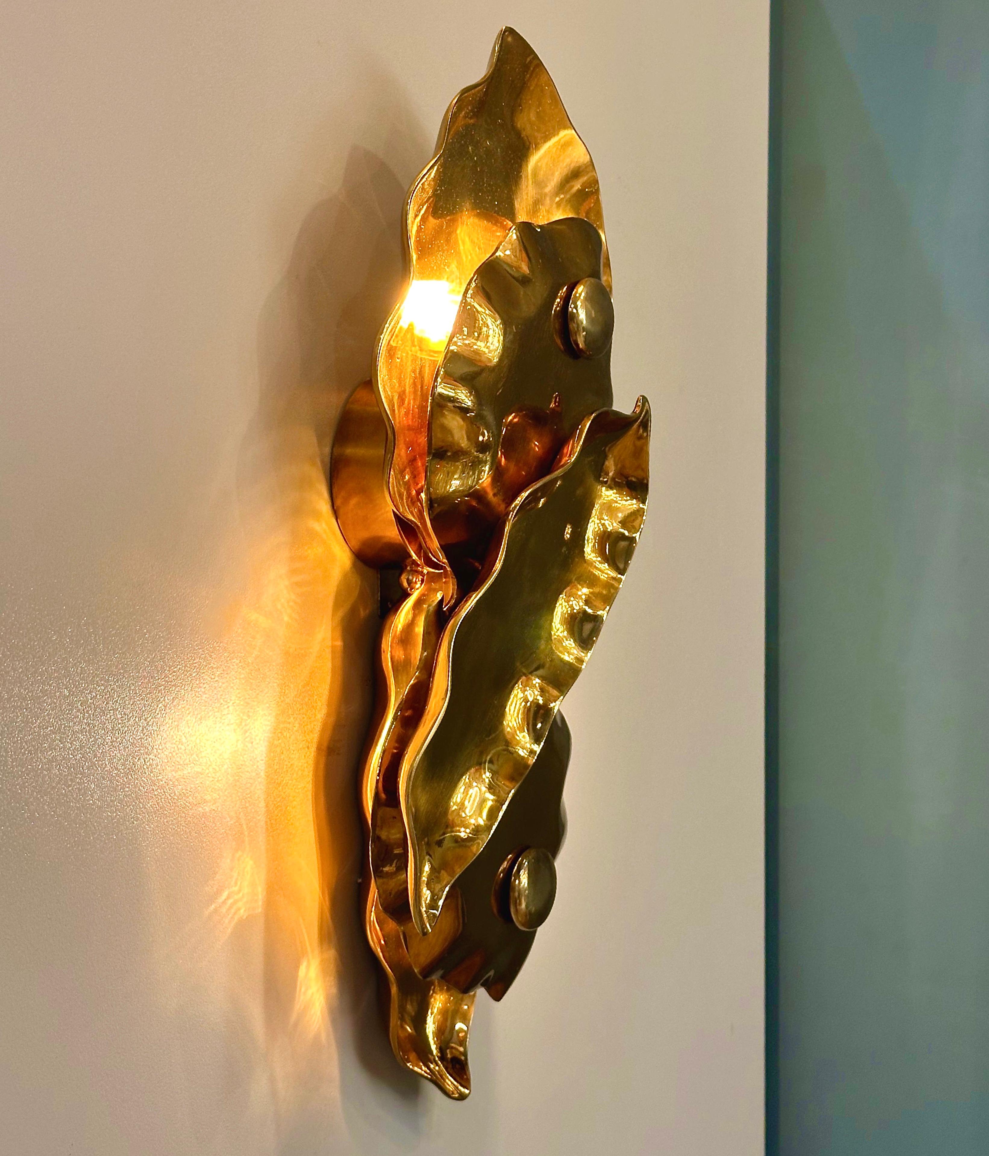 Capua Brass Casting Wall Sconce, Art Lighting, Sculptural Lighting For Sale 2