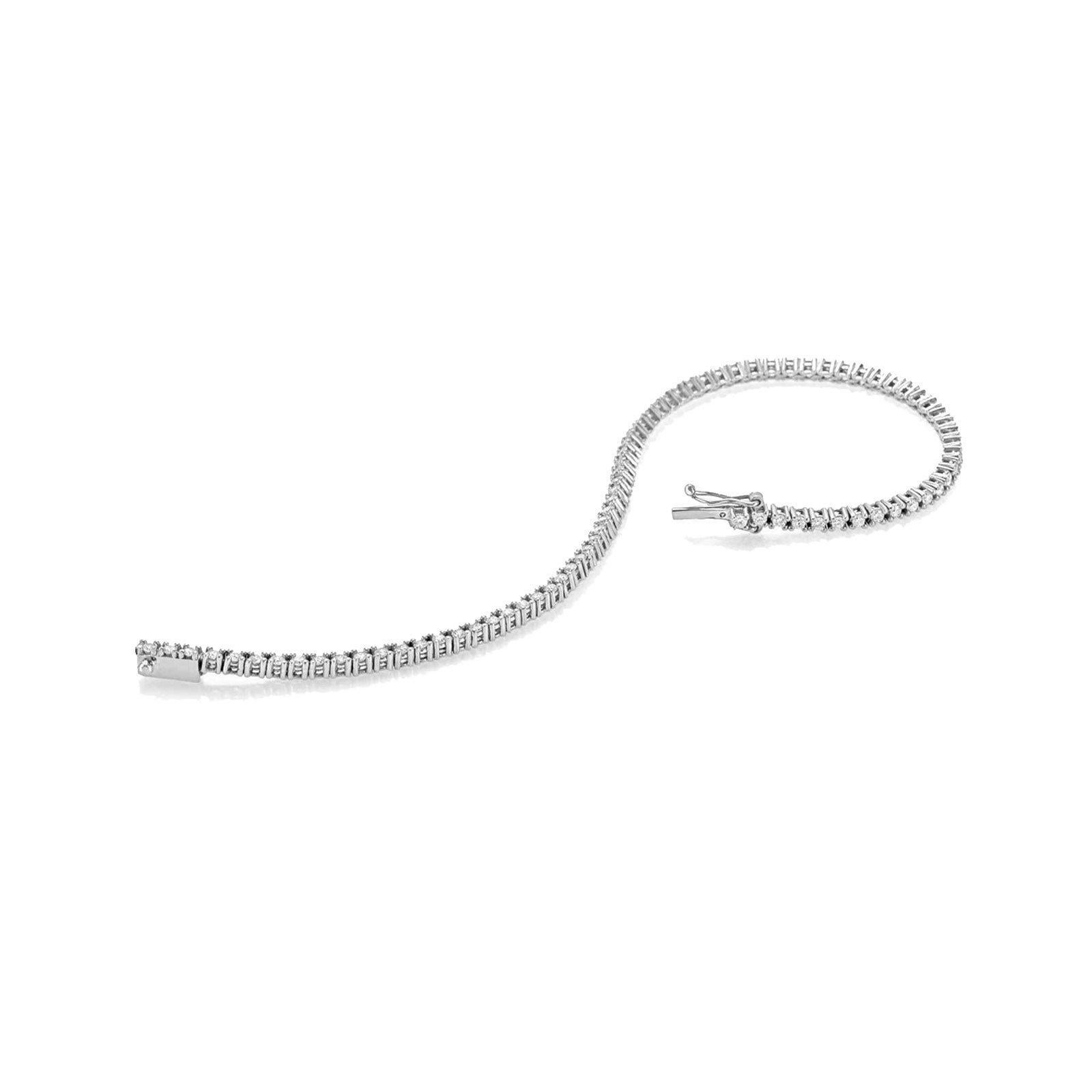 Round Cut Capucelli '1.00 ct. t.w.' Natural Diamonds Tennis Bracelet in Solid 14k Gold For Sale