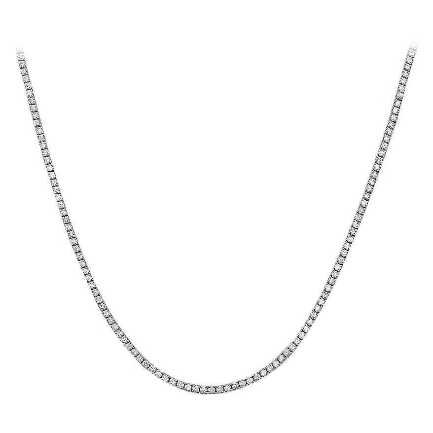 Capucelli '11.03ct. t.w.' Natural Diamonds Tennis Necklace, 14k Gold 4-Prongs For Sale