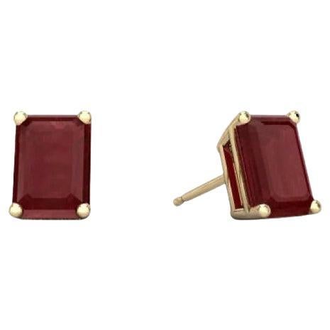 Capucelli 14K Solid Gold '2.00 Ctw' Genuine Red Ruby Rectangular Studs