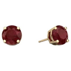 Clous d'oreilles Capucelli en or massif 14 carats avec rubis rouge véritable de forme ronde de 2,00 carats