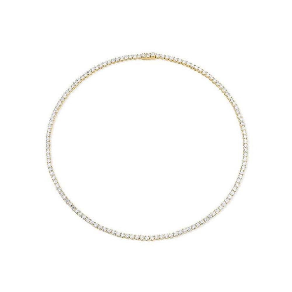 Art Nouveau Capucelli '18.09ct. t.w.' Natural Diamonds Tennis Necklace, 14k Gold 4-Prongs For Sale