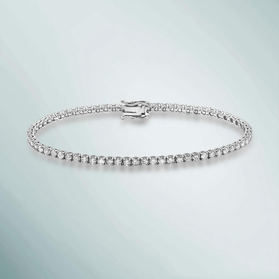 Art nouveau Bracelet tennis à 4 griffes en or 14 carats avec diamants naturels de 3,6 carats poids total de Capucelli en vente