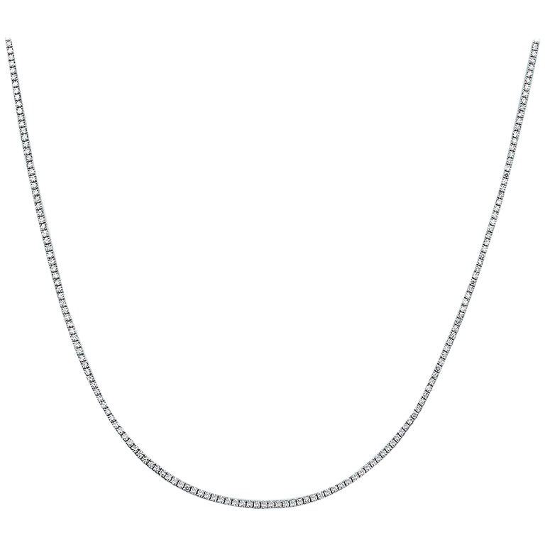 Capucelli Capucelli '4.24 ct. t.w.' Tennis-Halskette mit natürlichen Diamanten, 14k Gold, 4 Zacken im Angebot