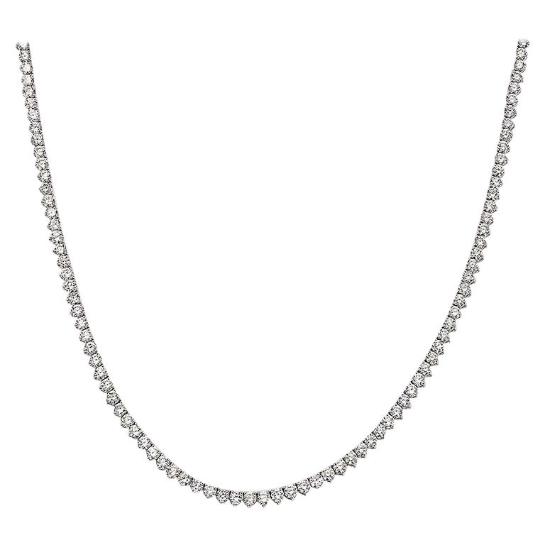 Capucelli '4,50 ct. t.w.' Tennis-Halskette mit natürlichen Diamanten, 14k Gold 3-Zinken im Angebot