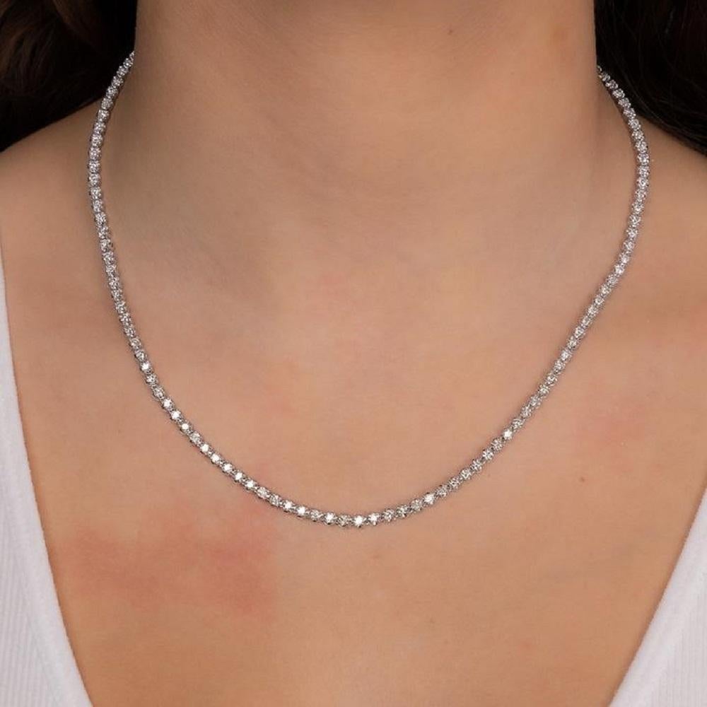 Taille ronde Collier tennis Capucelli en forme de coupe, en or 14 carats et diamants naturels de 4,57 carats en vente